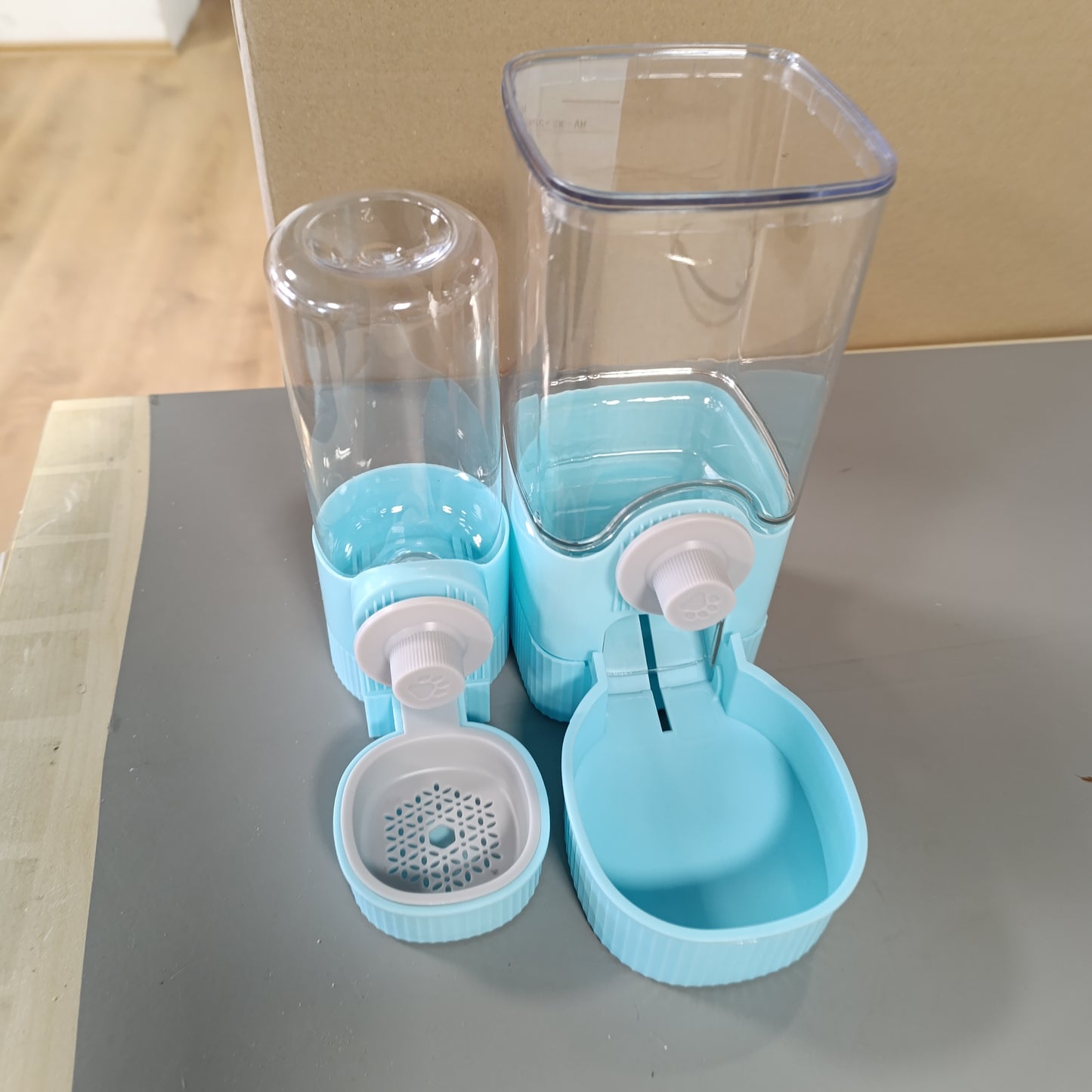 256438 - HYLYUN Dispensues Ushqimi dhe Uji për Lepuj, Shishe Uji e Varur 1.2L / 17oz, Dispensues Automatik Ushqimi për Kafshë Shtëpiake