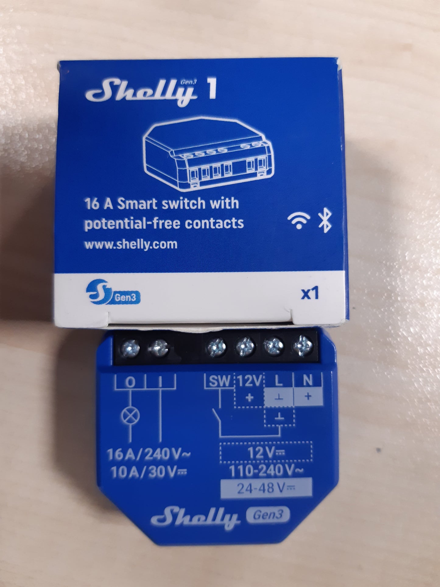 163904 - SHELLY 1 Gen3, Ndërprerësi Inteligjent Wi-Fi me 1 Kanal, 16A, Kontakt i Tharë, i Kontrollueshëm dhe i Automatizuar, për Derë Garazhi, Nuk Kërkohet Hub, i Përshtatshëm për Alexa dhe Google Home