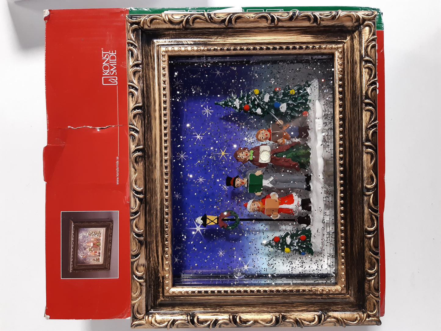 199257 - KONSTSMIDE 4357-000, Kornizë LED me Kor Krishtlindjesh, e Mbushur me Ujë, Kohëmatës 5 Orësh, 2 Dioda të Bardha të Ngrohta, Funksionon me Bateri, Përdorim për Ambiente të Brendshme, Lazer