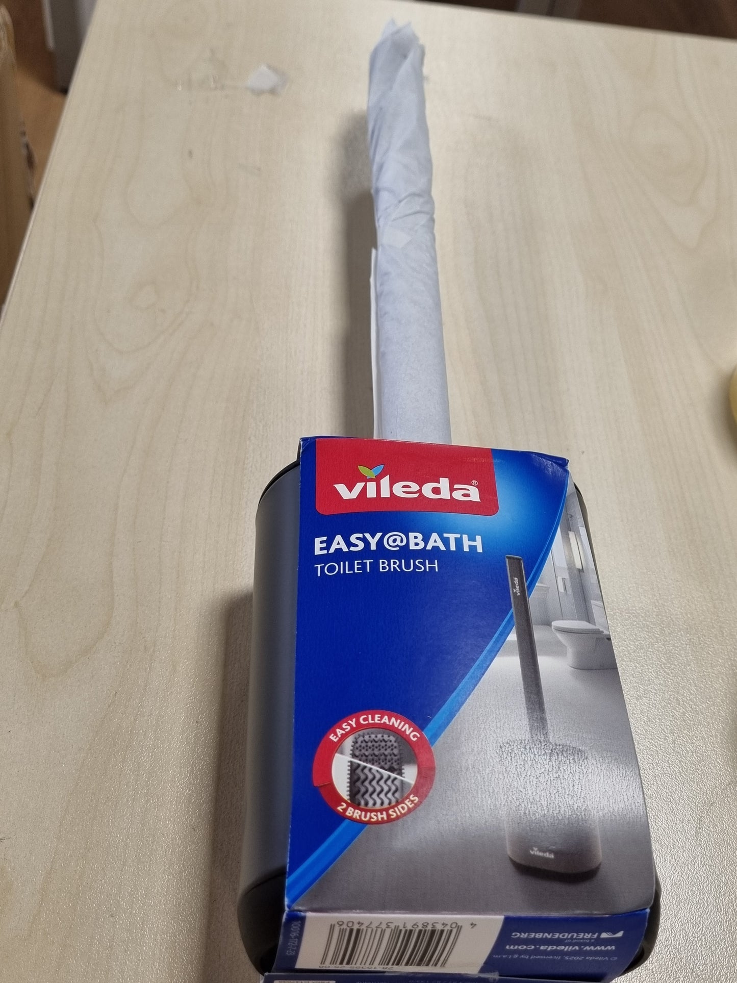 215126 - VILEDA Furçë tualeti prej silikoni me kokë fleksibile dhe dorezë çeliku inox, furçë tualeti me zona pastrimi 2-në-1