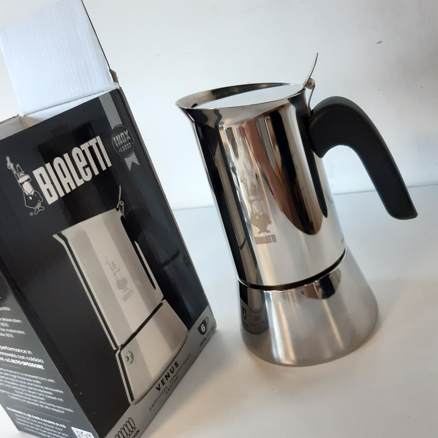 217634 - BIALETTI Makinë kafeje e re Venus me induksion për espresso, 6 gota, 235 ml, pllakë gatimi prej çeliku inox, alumini, argjendi