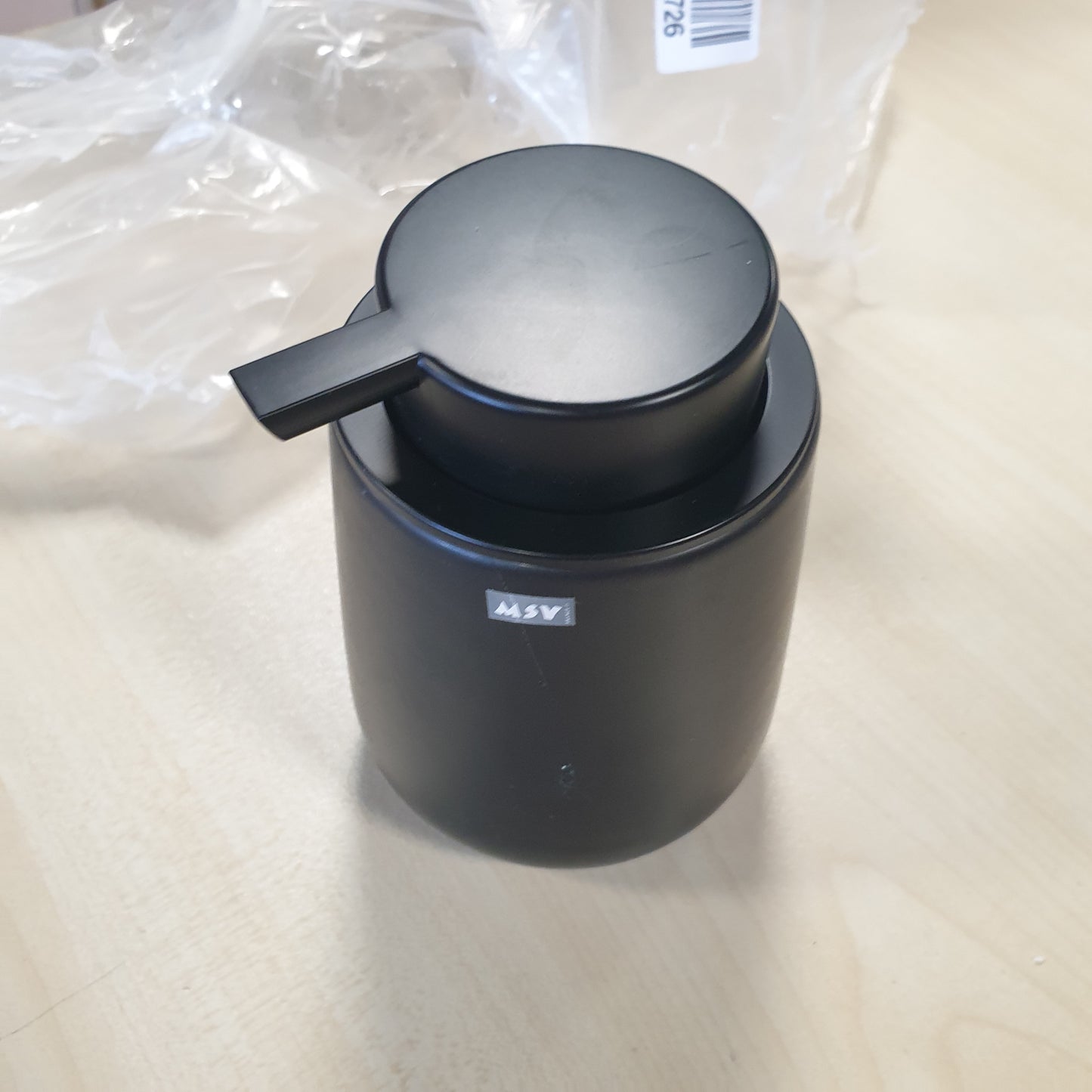 210884 - MSV MAONIE Dispenser për Sapun të Lëngshëm i Zi Mat, Material Qeramik, Kapacitet 300 ml