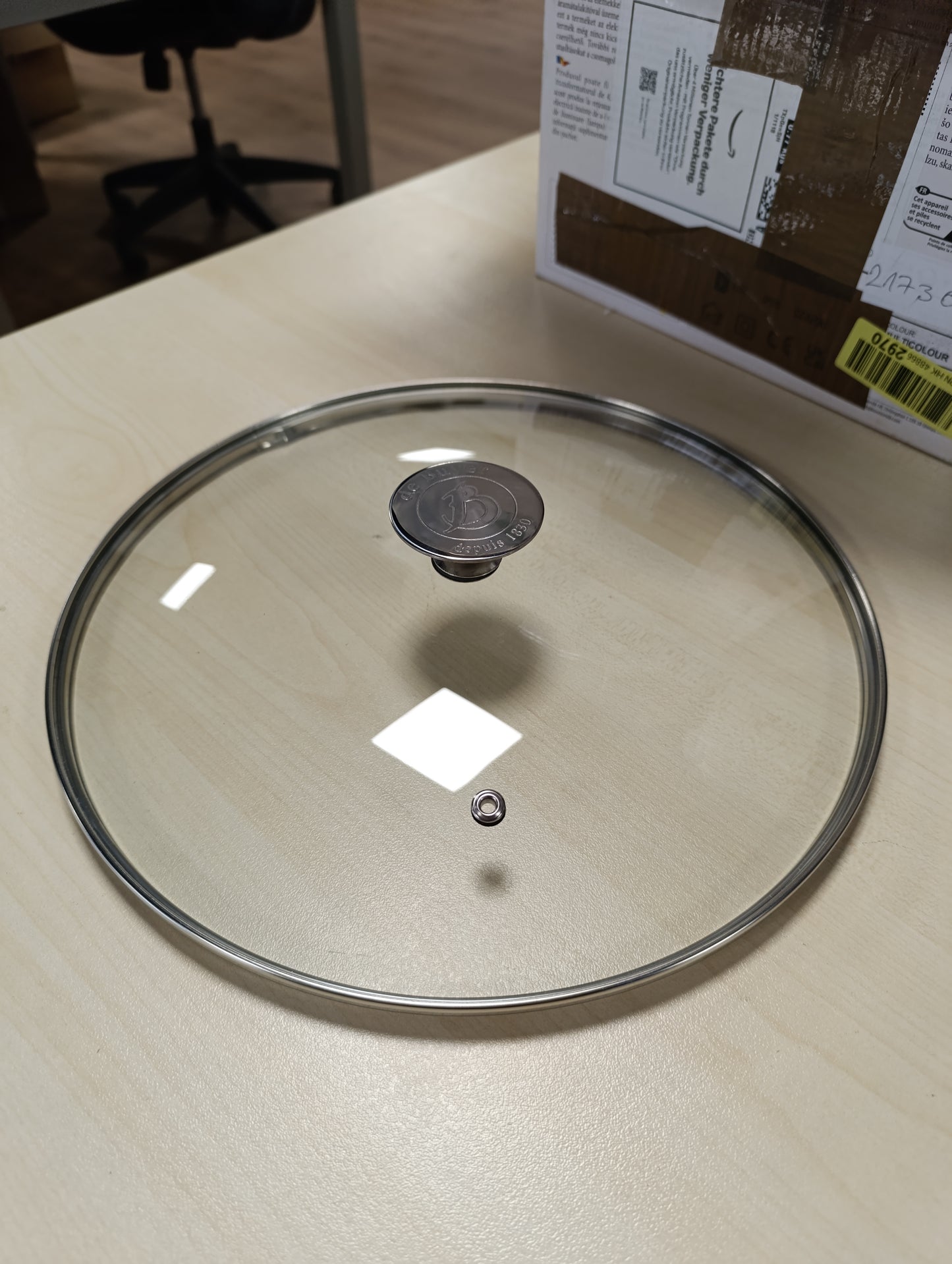 217719 - DE BUYER Kapak qelqi me urë çeliku inox - Diametri 28 cm