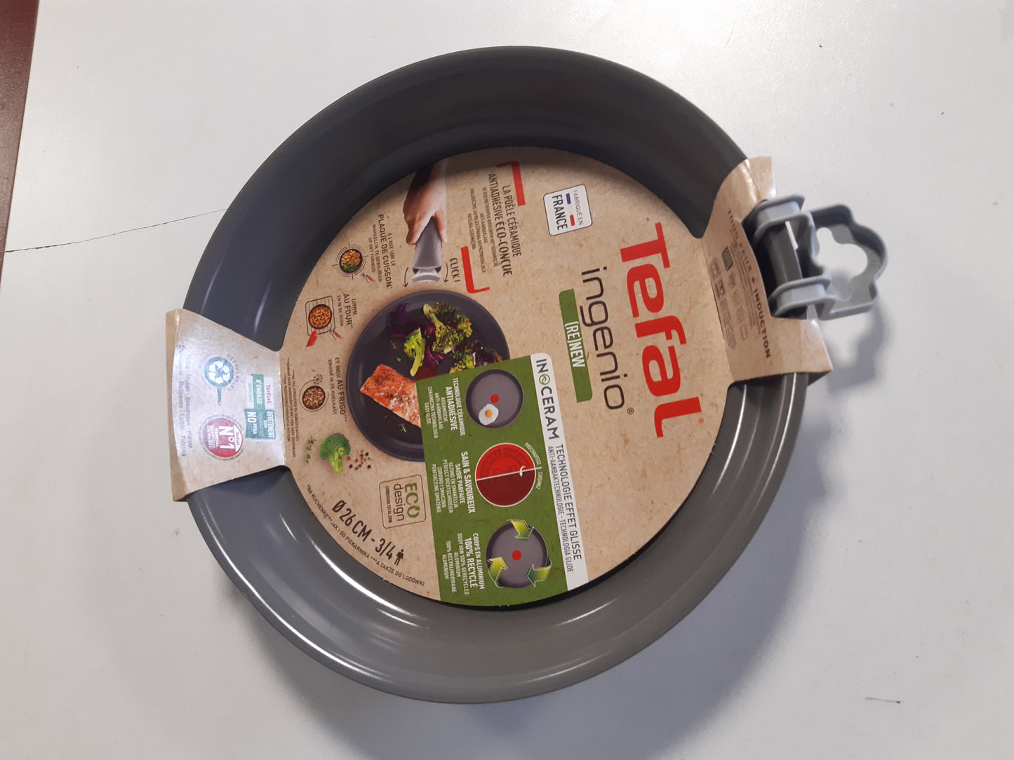 255924 - TEFAL Tigan Ingenio Renew 26cm, Veshje qeramike jo-ngjitëse, I ricikluar, L2600502