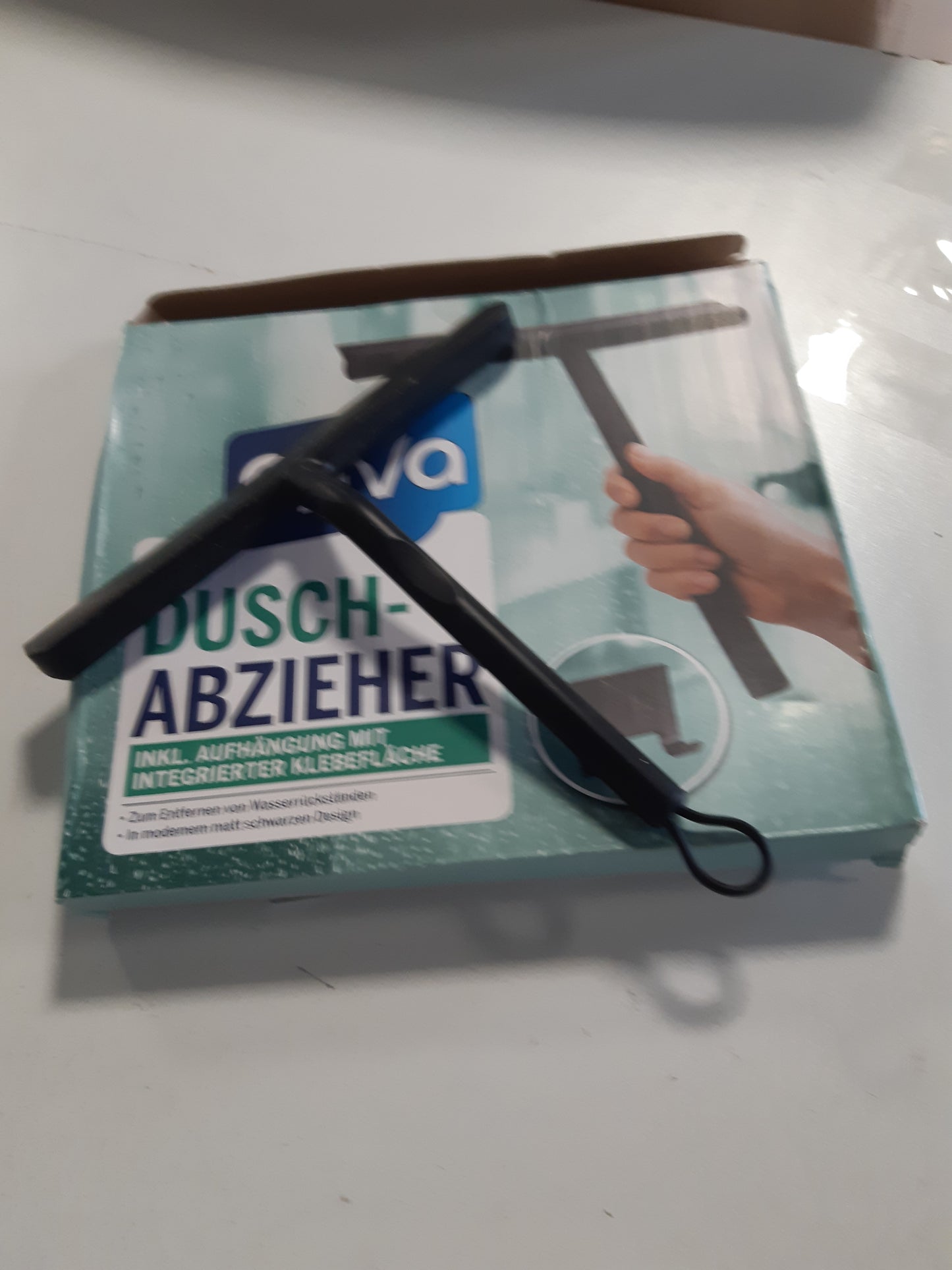 263477 - VINABO Fshesë dushi pa gjurmë gishtash, e zezë, për dyer xhami, silikon me mbështetëse - 21 cm, për dush, banjo, pasqyrë, pastrim xhami, pllaka