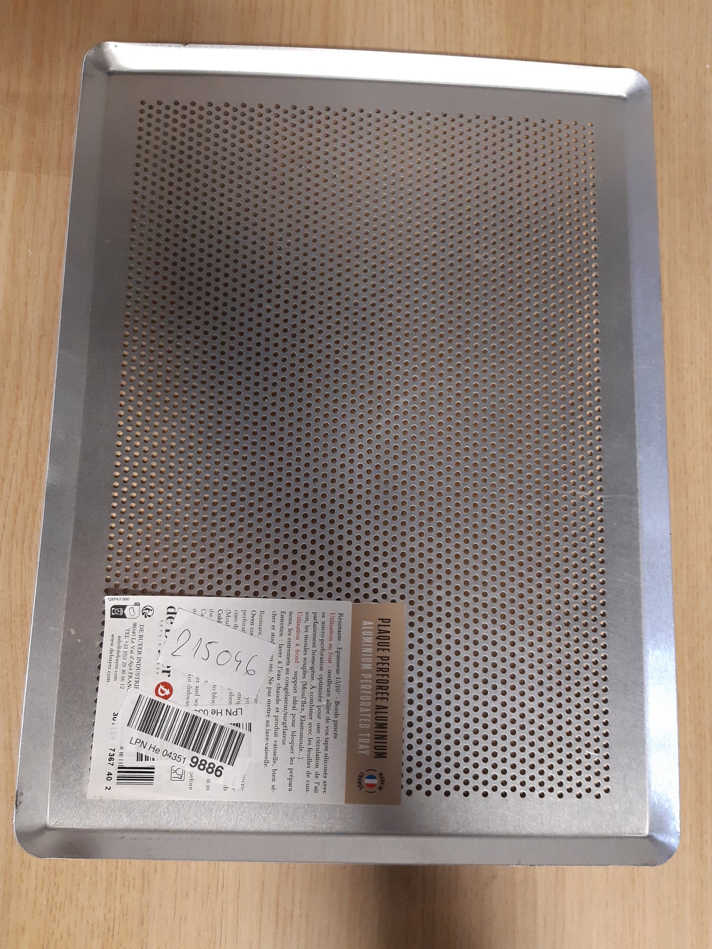 215046 - DE BUYER Tepsi alumini e shpuar - 40 x 30 cm - Argjend
