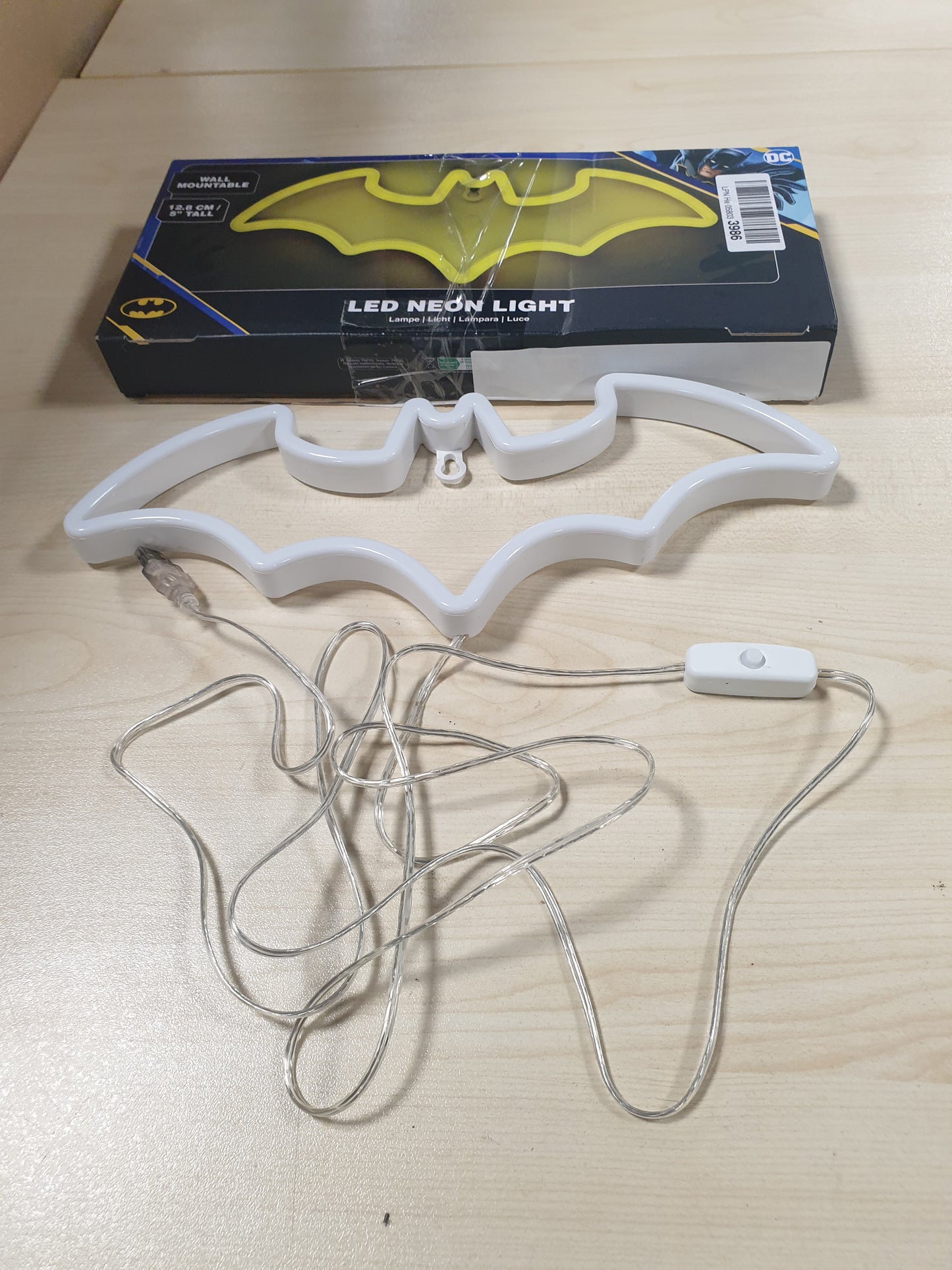 222827 - PALADONE Llambë neoni LED Batman, e licencuar zyrtarisht nga DC Comics, furnizim me energji USB, e verdhë
