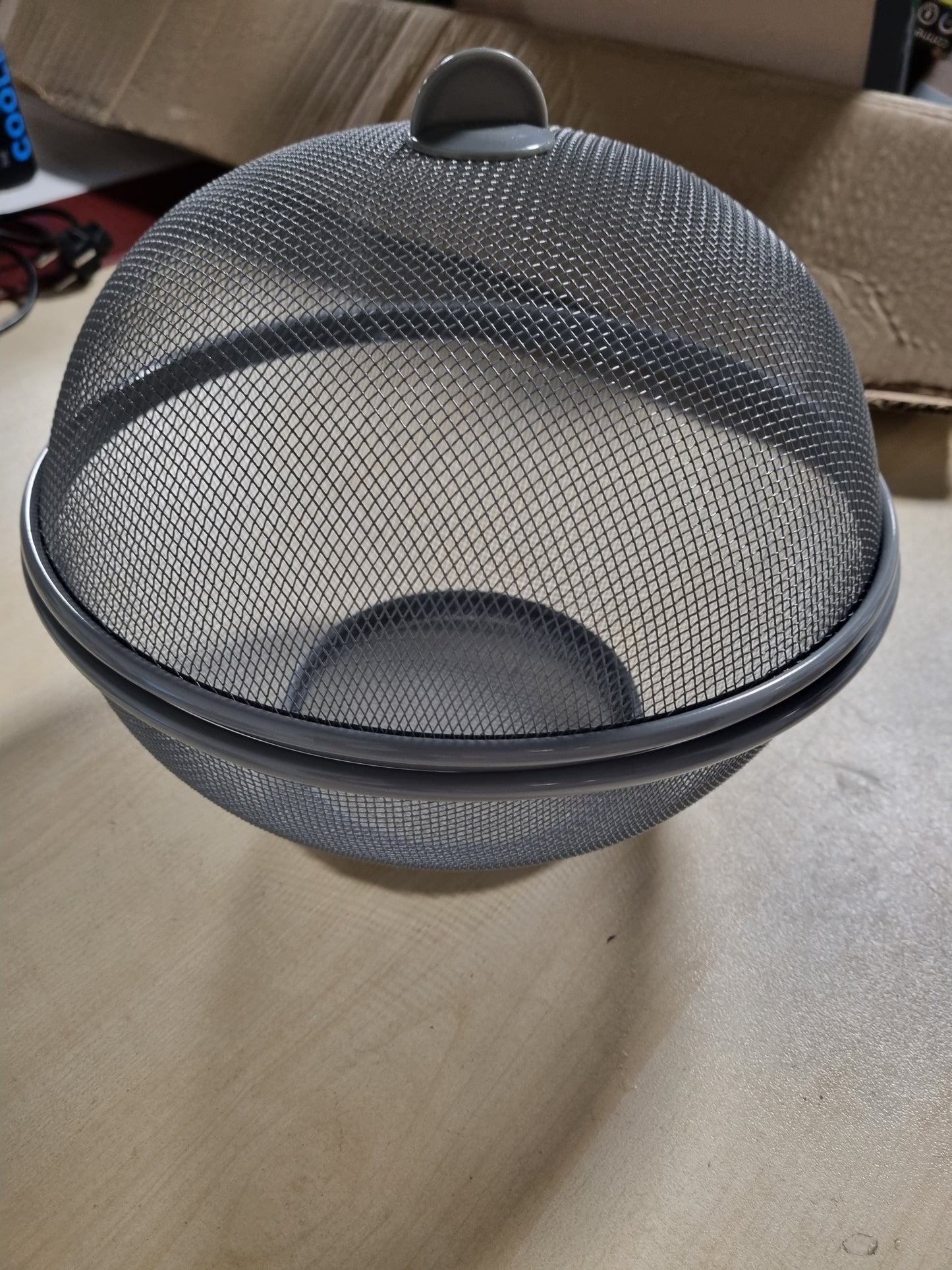 219198 - shportë frutash kela | Rrjetë mizash | 26.5 cm | COMO | Mbulesë ushqimi | Shportë frutash me kapak | Mbulesë mizash | Metal | Ngjyrë gri