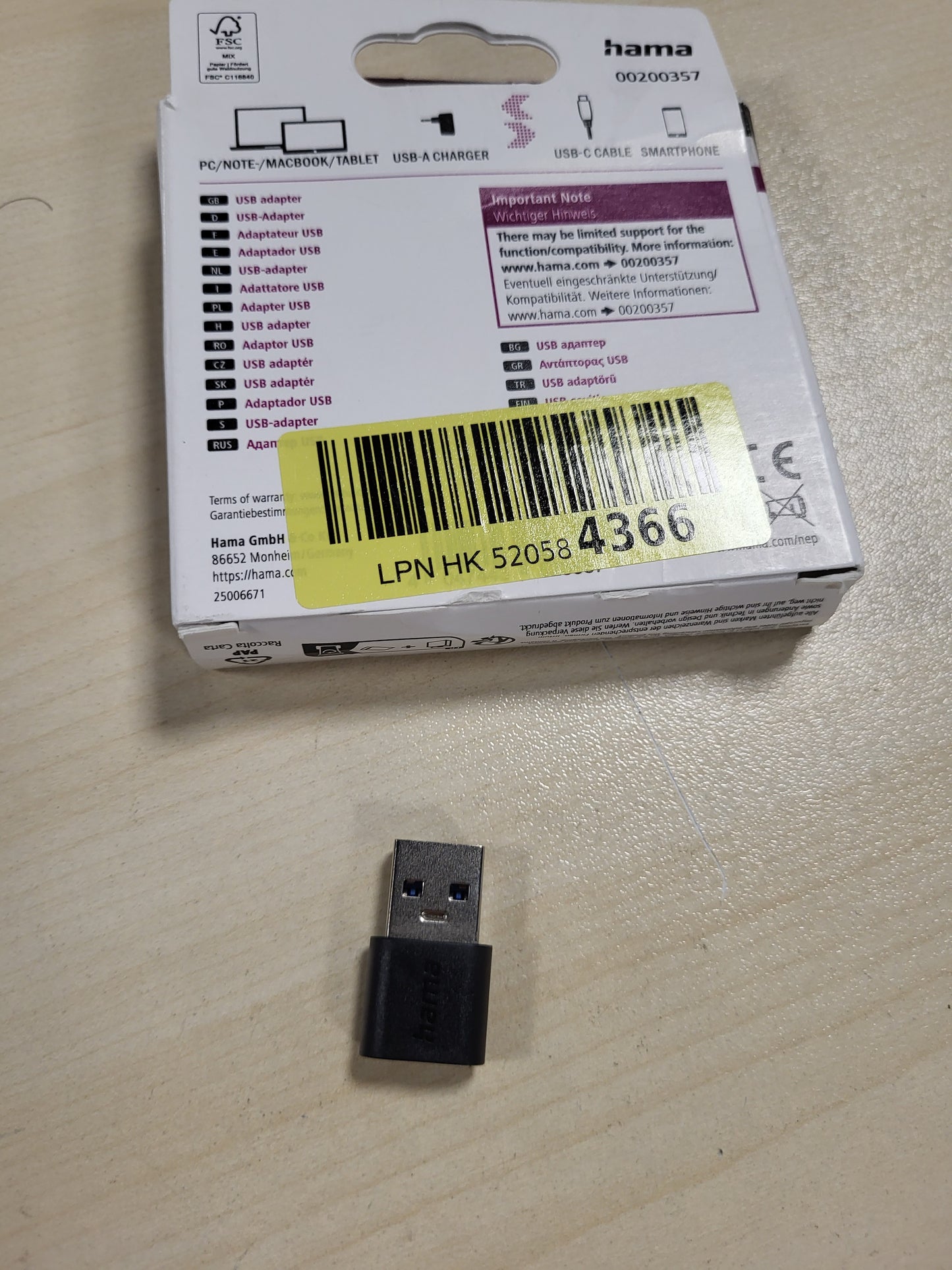269406 - HAMA Adaptues USB C, USB A Mashkull në Femër, 10 Gbit/s, USB 3.2 Gen2