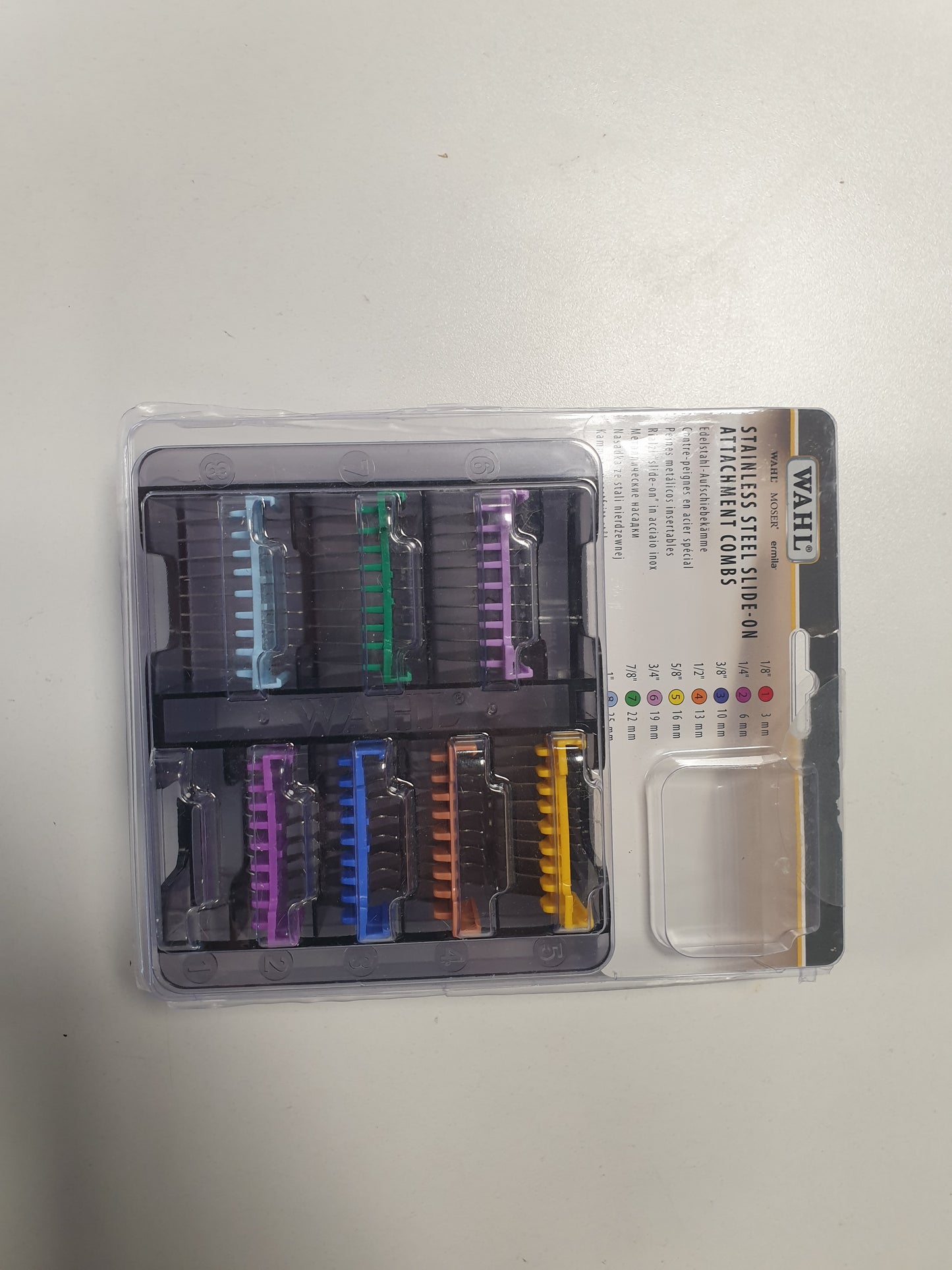 250952 - WAHL Set krehërash 5-në-1, 3-25 mm, #1-8, tehe çelik inox, mbrojtje profesionale për makinën prerëse flokësh