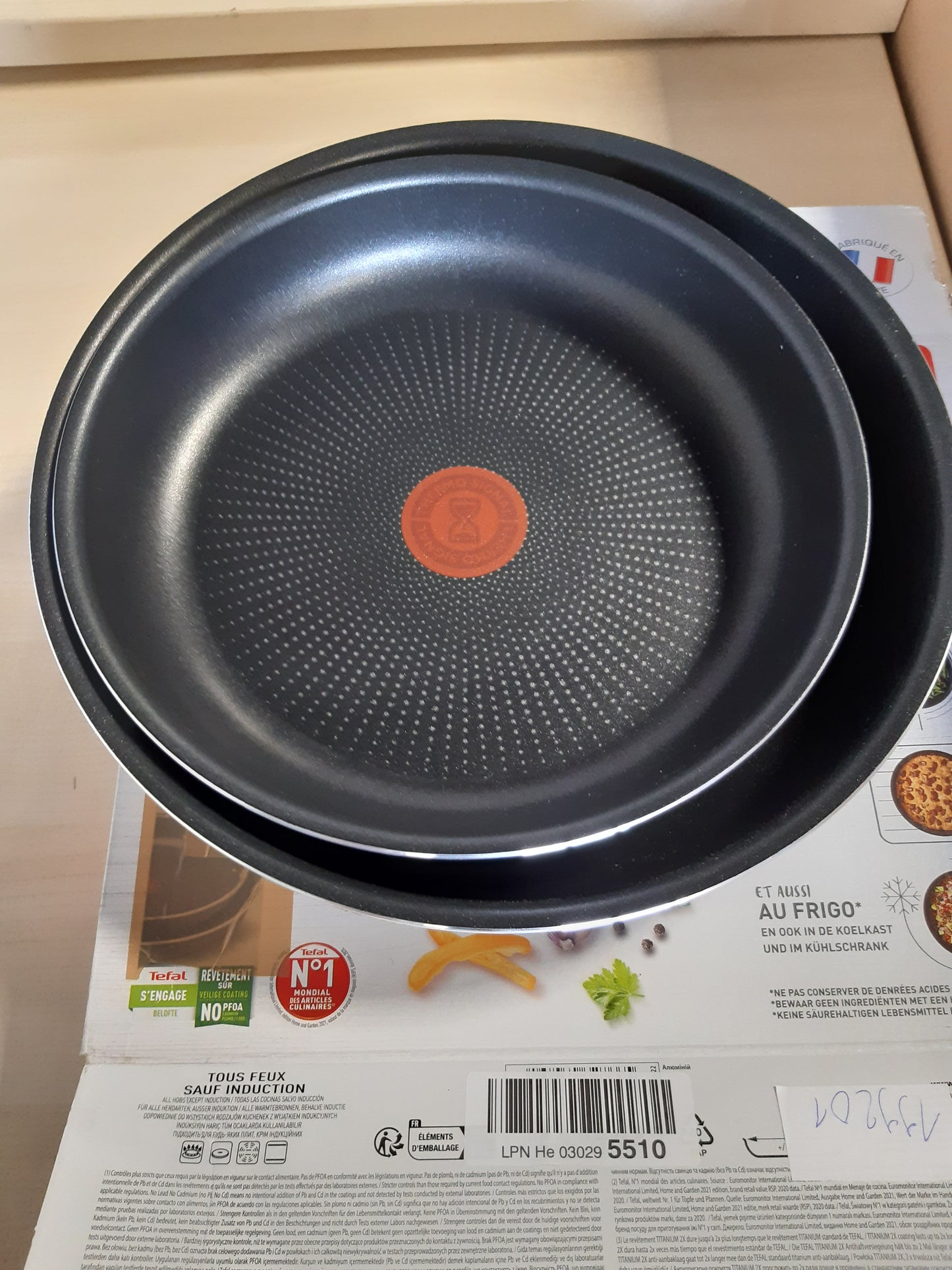 199201 - TEFAL Set me 2 Tiganë Ingenio 24/28 cm, me Dorezë të lëvizshme, Pa Induksion, me Veshje jo-Ngjitëse, Të Stivueshme, Të Sigurta për Larje në Lavastovilje, Modeli Easy Plus L1509202