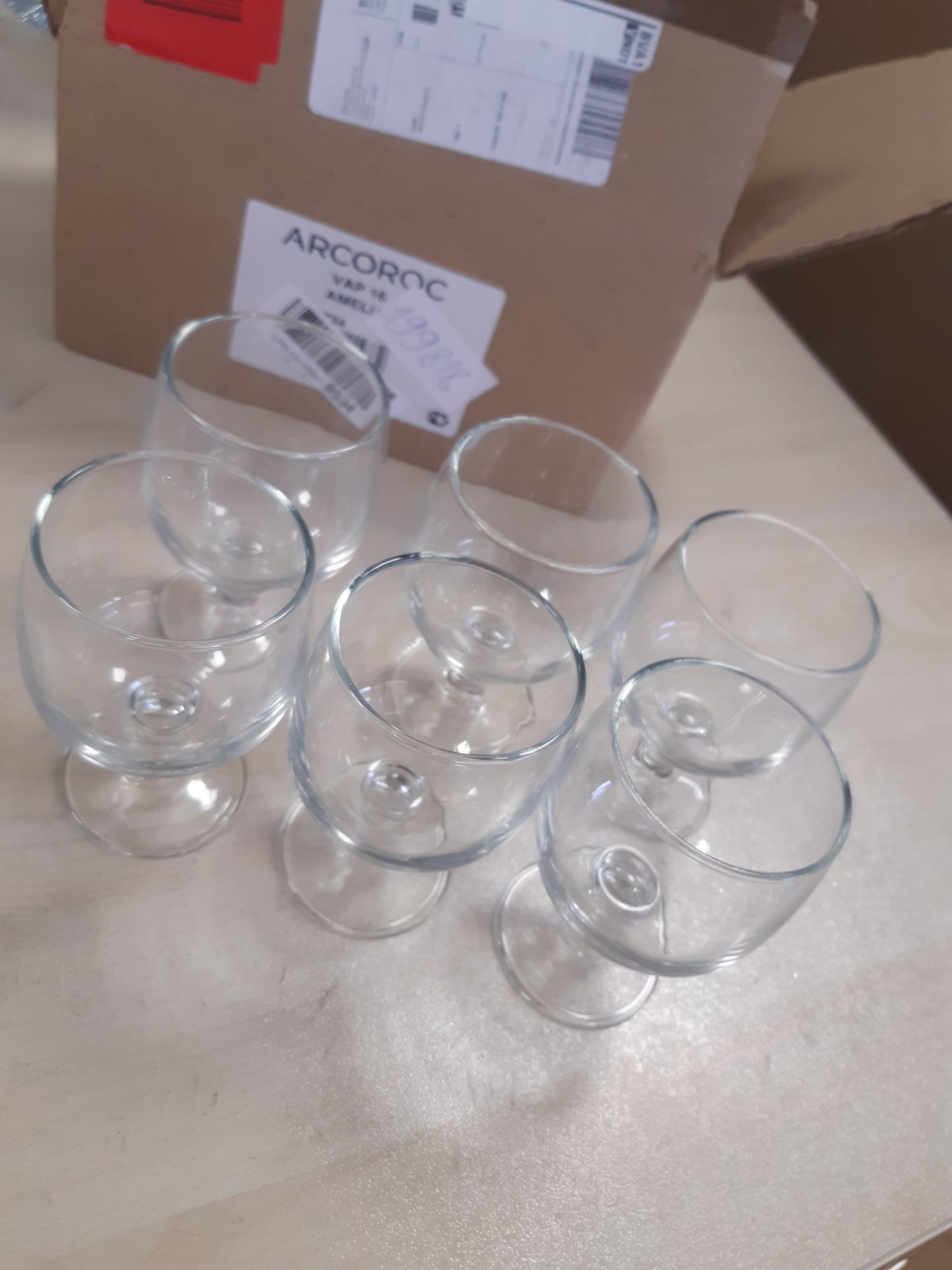 199818 - ARCOROC - Koleksioni Amelia, Seti prej 6 Gotave me Kërcell, Kapacitet 16cl, Xham i Temperuar, Për Përdorim Profesional, Prodhuar në Francë