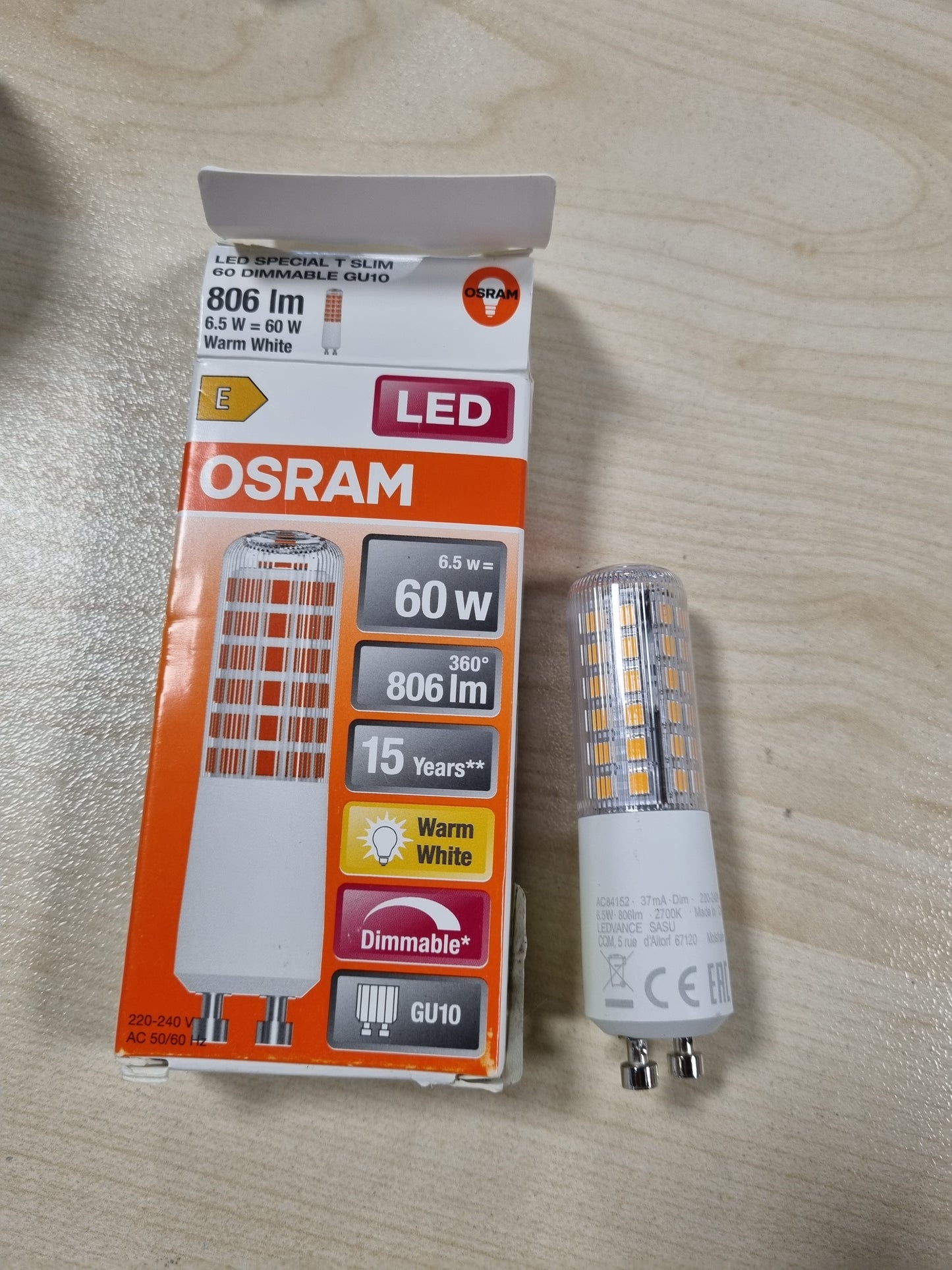 210562 - OSRAM LED Superstar Special T SLIM, Llambë LED me Errësim, Bazë GU10, E Bardhë e Ngrohtë (2700K), Kapaciteti i Zëvendësimit 60W, 1 Paketë