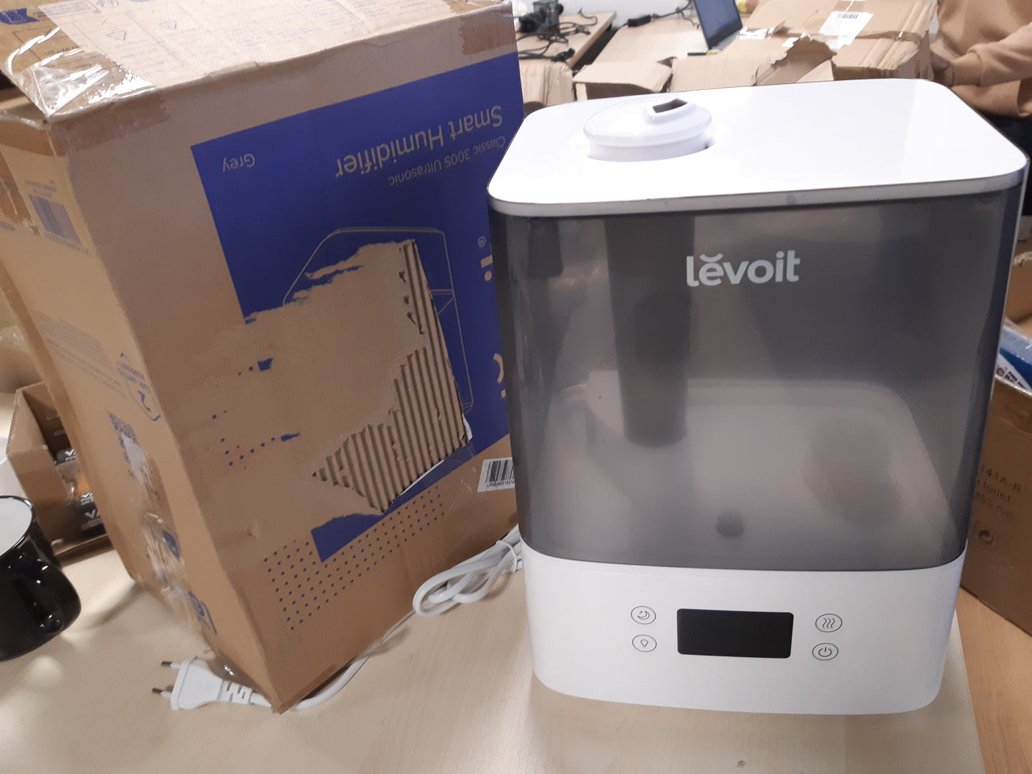 94274 - LEVOIT Lagështues Ajri 6L, Mbushje nga Lartë, Wi-Fi & Alexa i Kontrollueshëm, Ultrasonik, 27dB Ultra i Qetë, Modalitet Automatik & Gjumë, Kapacitet Operativ Prej 60 Orë, Përshtatshëm për Dhoma Fëmijësh deri në 47m², Ngjyrë Gri