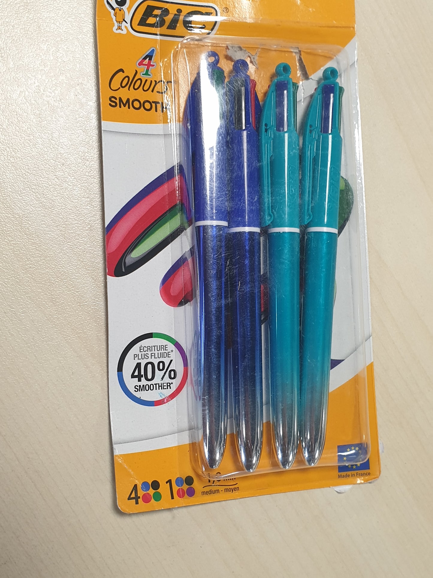 268798 - BIC Stilolapsa të lëmuar dhe tërheqës me 4 ngjyra, majë 1 mm, pako me 5 copë