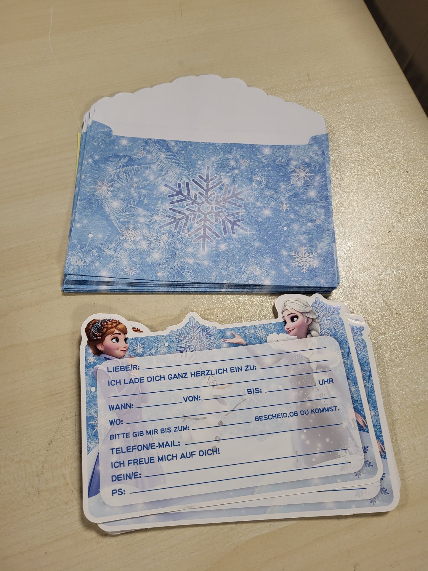 268883 - ROMANVIC Kartolina Ftese për Festën e Ditëlindjes Elsa, 12 Kartolina Ftese, 12 Zarfa, 12 Ngjitëse Anna Frozen