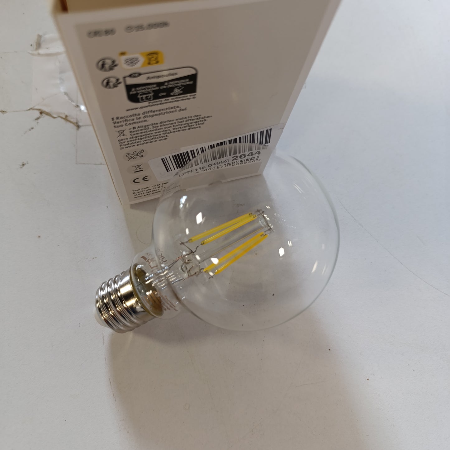 225216 - PAULMANN 28955 LED Globe Filament G80, 4.8W, Llambë Klasike e Transparencës, 4000K e Bardhë Neutrale, E27
