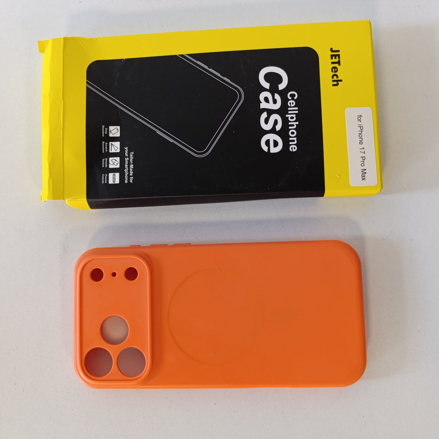 269158 - JETech Mbështjellëse silikoni magnetike për iPhone 17 Pro MAX 6.9 inç, e pajtueshme me MagSafe, me mbrojtje të lenteve të kamerës, portokalli
