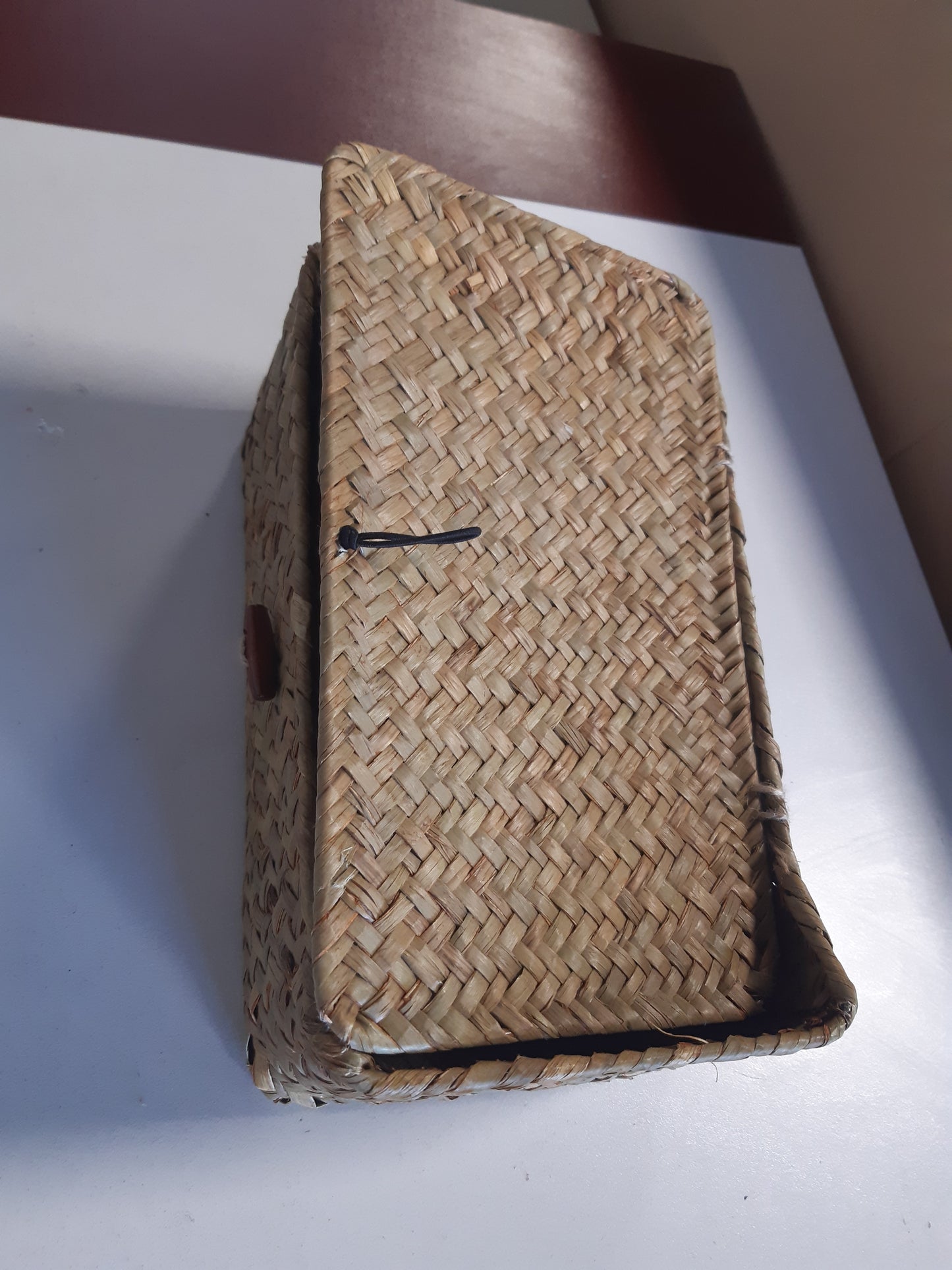 216663 - Shportë ruajtjeje me kapak, shportë drejtkëndëshe e endur, kuti organizuese dekorative ruajtjeje prej xunkthi (M)