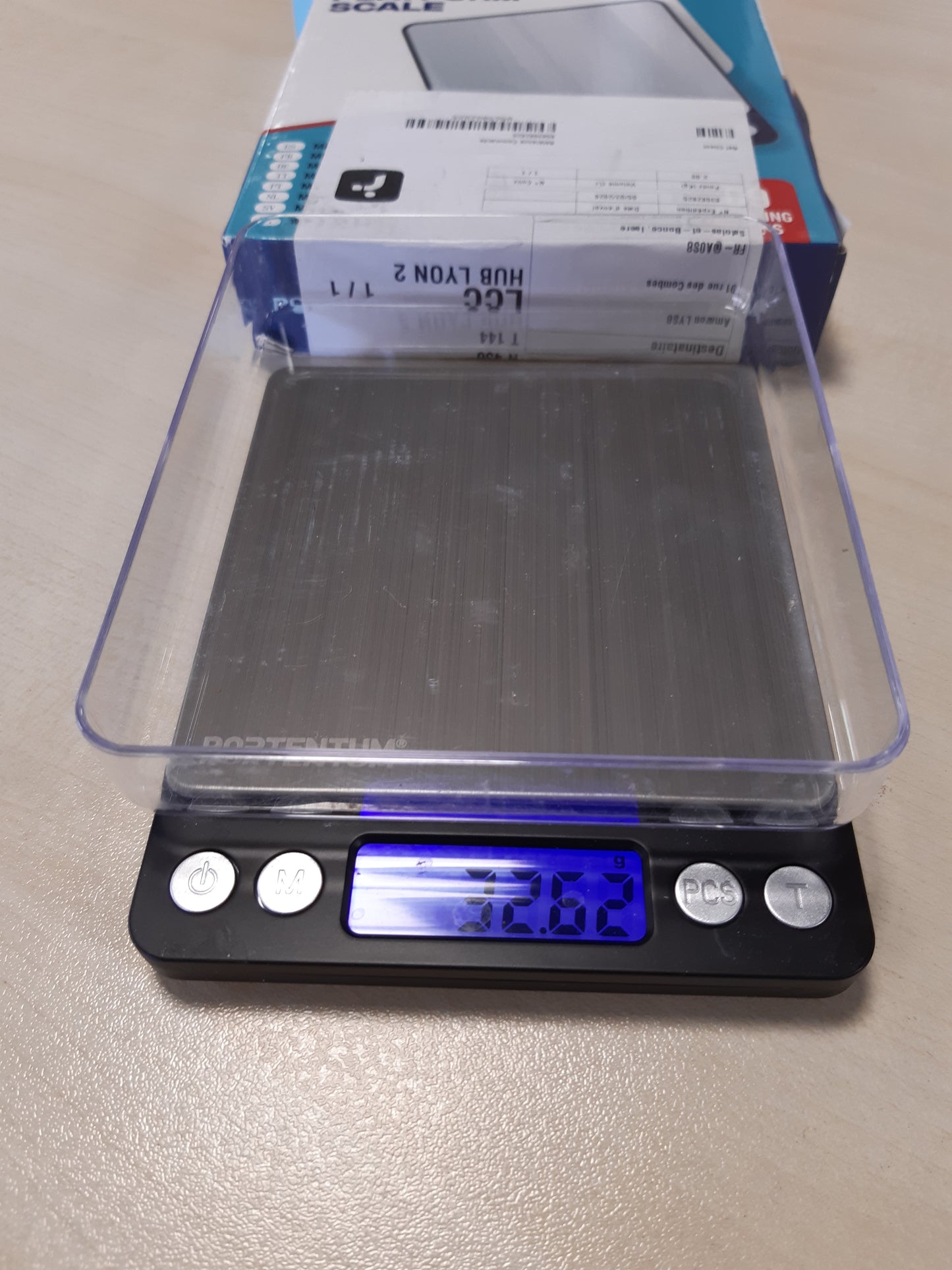 257805 - PORTENTUM Peshore Elektronike Kuzhine - Precizion të Lartë 500g/0.01g - Ekran LCD me Ndriçim - Çelik Inoks