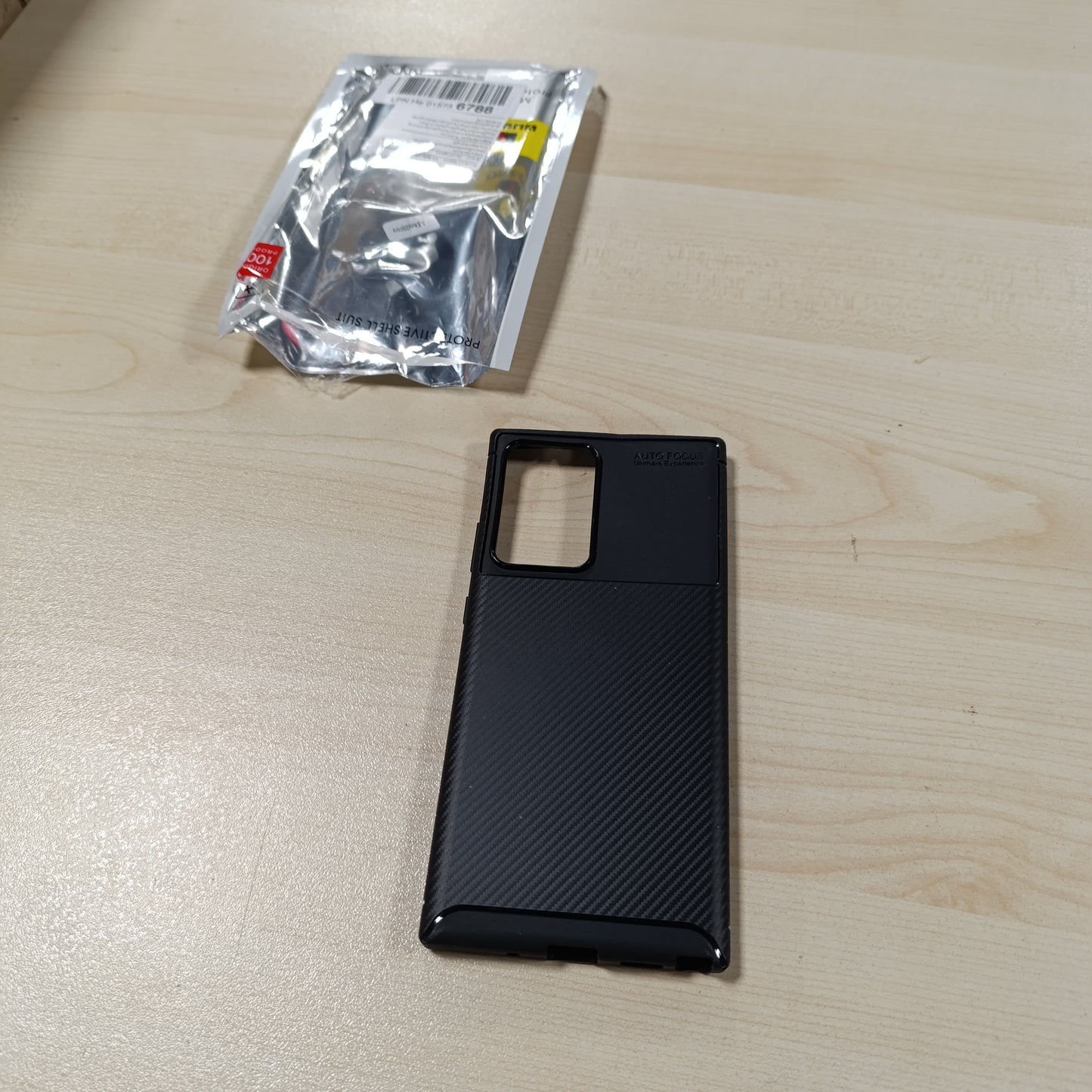 268882 - Samsung Mbulesë telefoni për Galaxy Note 20 Ultra, silikoni ultra i hollë, mbrojtëse ndaj gërvishtjeve, teksturë fibre karboni, e zezë