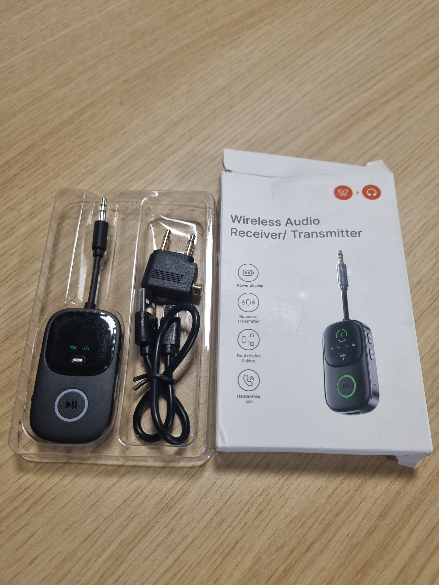 266764 - TRANSMETUES Bluetooth 5.4 Jack për TV, Adaptor 2 në 1 për Makinë, Hyrje Aux 3.5 mm, Latency i Ulët