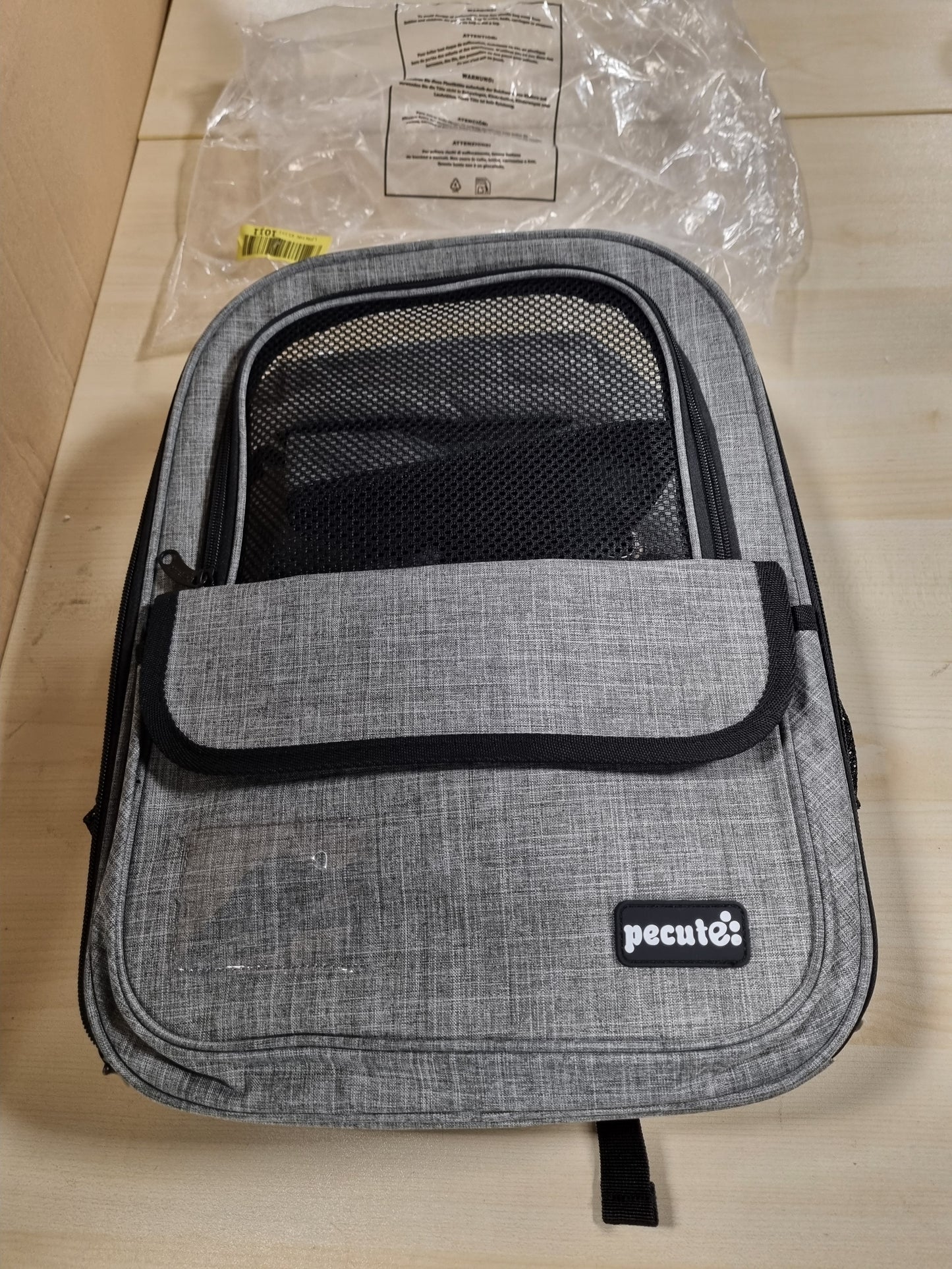 217682 - ÇANTË SHPINE për mace pecute 6 kg, transportuese e lëvizshme dhe e palosshme, e frymëmarrshme dhe e lehtë, me litar sigurie dhe zinxhir të kyçshëm