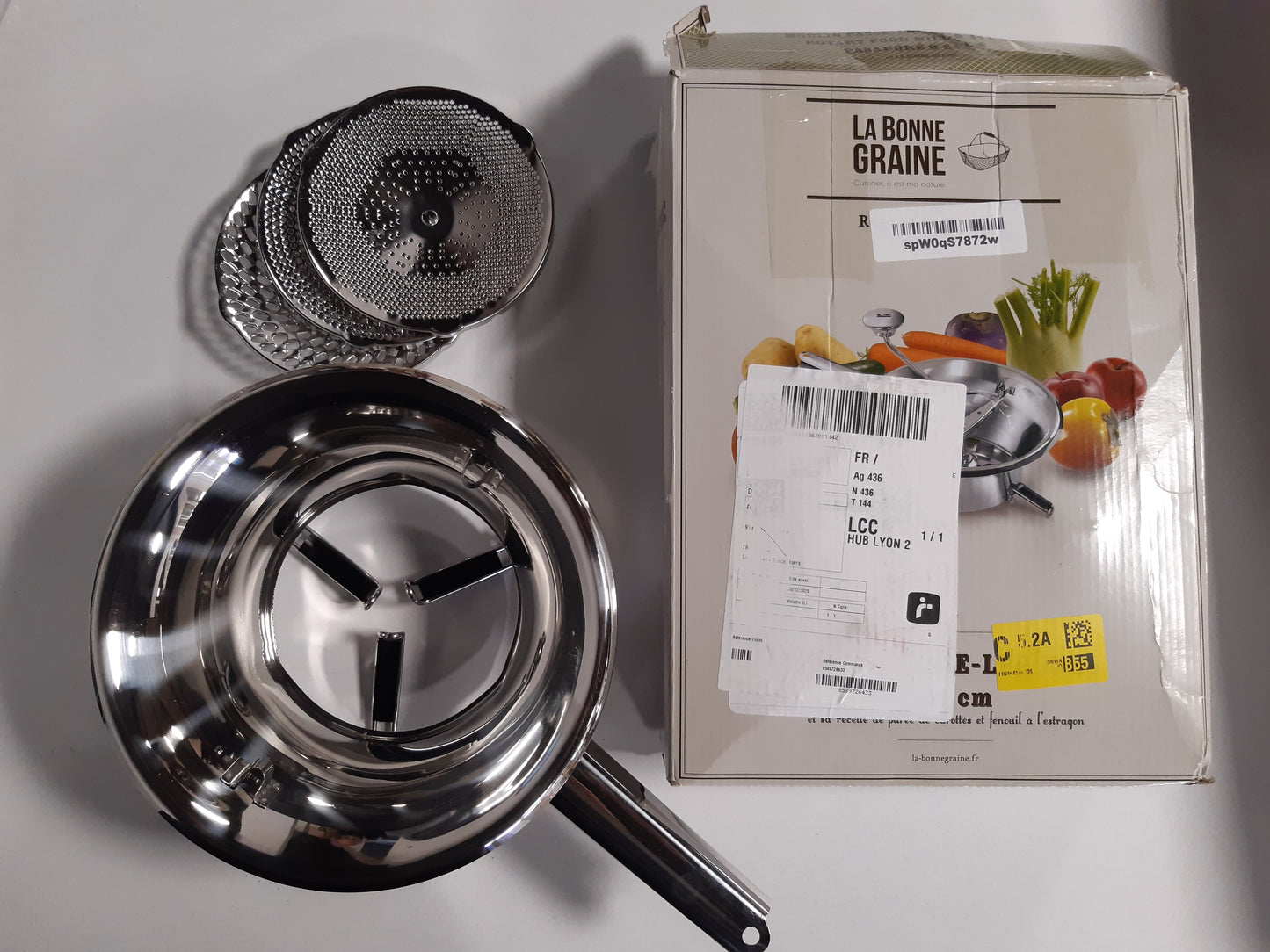 204178 - LA BONNE GRAINE - Mulli Manual për Perime nga Çelik Inox Profesional me 3 Disqe për Pure, Supë dhe Komposto, Funksionim Manual, Pastrohet Lehtë