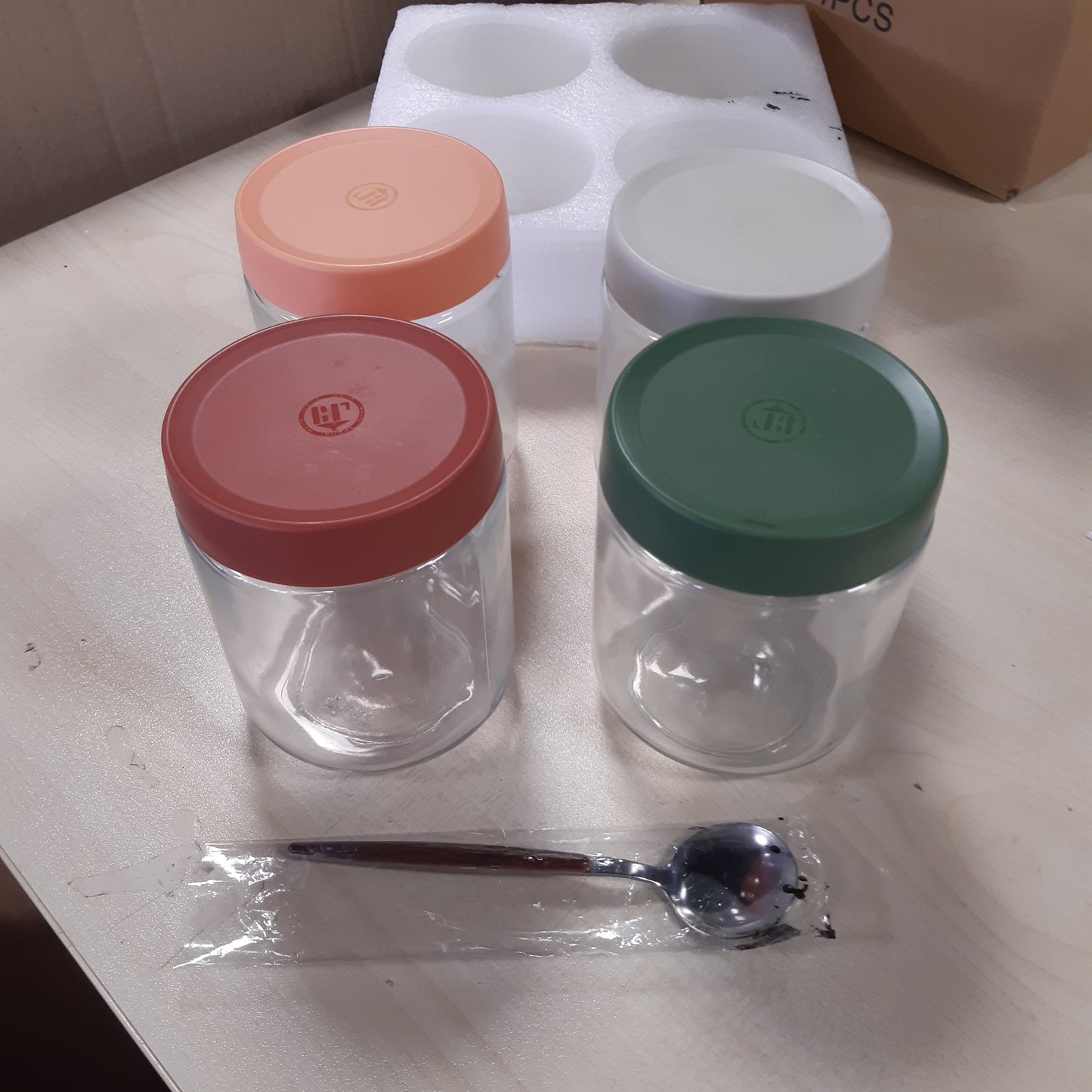 253752 - QIMYGIFT Kavanoza tërshëre 500 ml me kapakë me vidë, për përgatitjen e vakteve për reçel shtëpiak, ushqim për foshnje