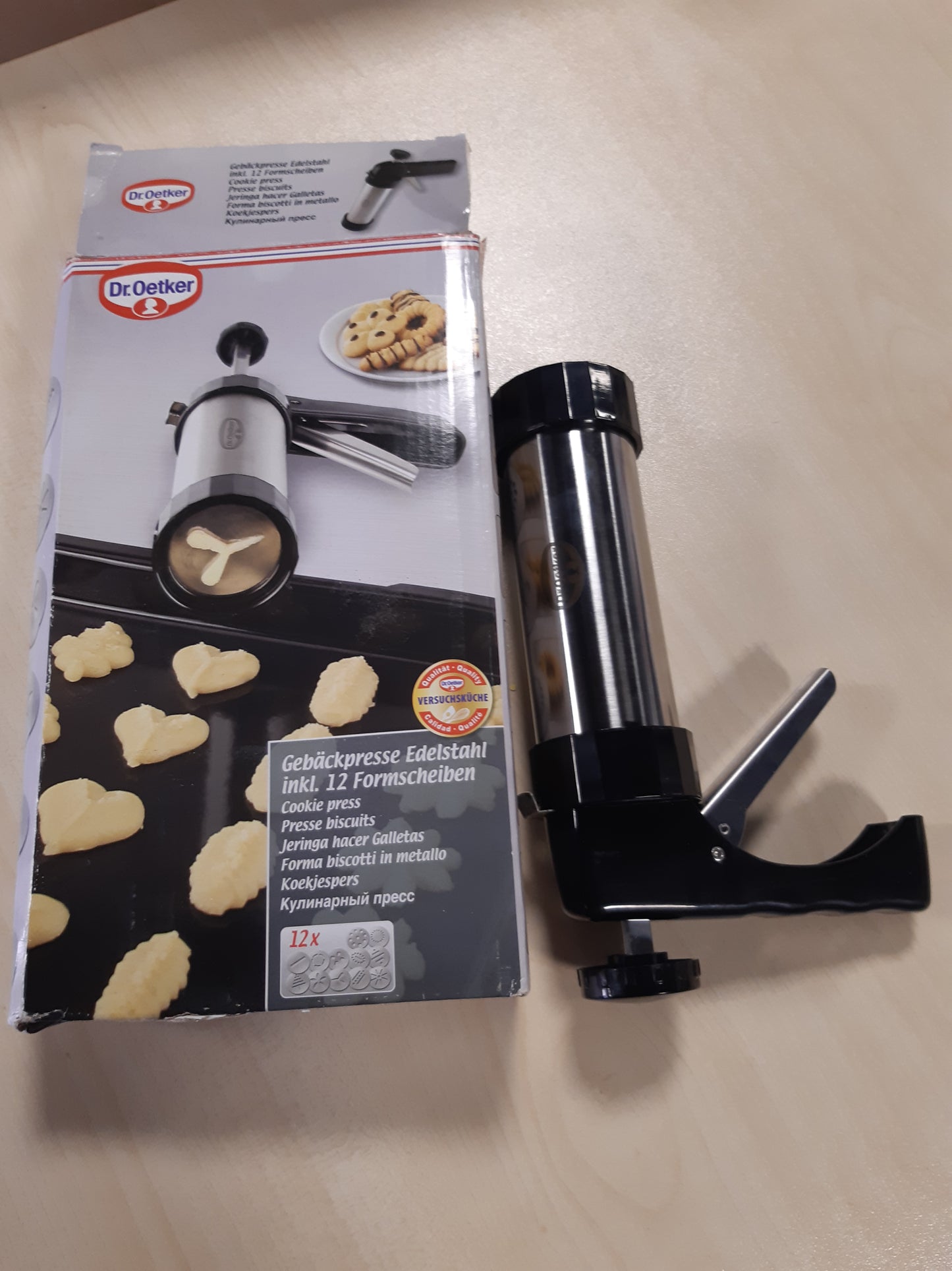 183979 - DR. OETKER - Presë Profesionale për Biskota nga Çeliku Inox për Biskota Spritz, e Pastrueshme në Lavastovilje, Ngjyre: e Zezë/Argjendtë