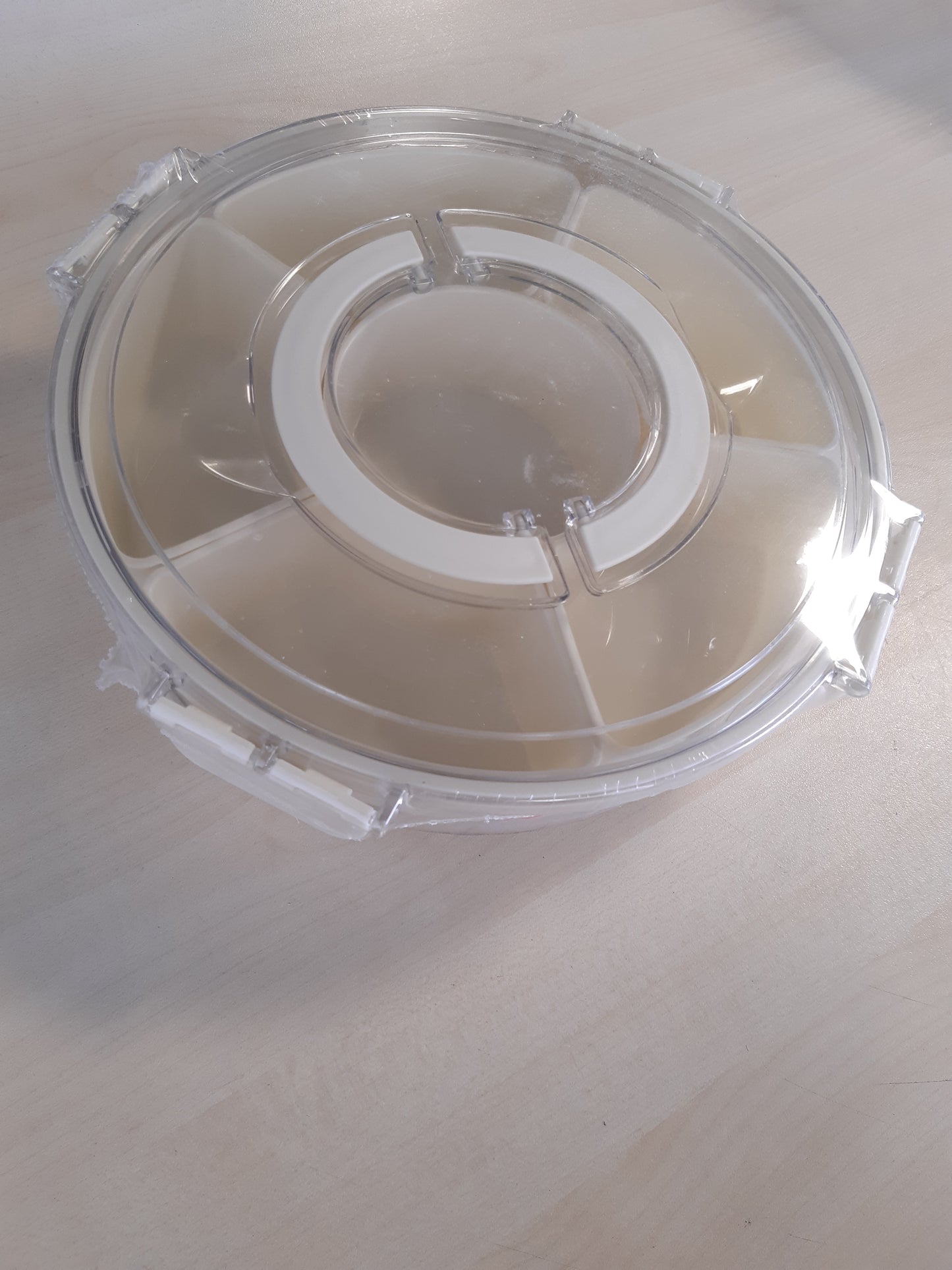 219765 - ZOSENYER Snack Spinner, kuti rrumbullakët me ndarje dhe 6 tasa, me kapak dhe dorezë