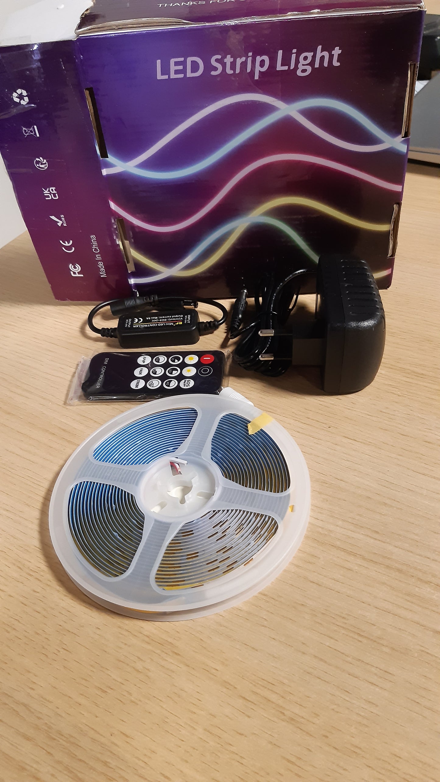 222901 - ACLOROL Shirit LED COB, 5M, 12V, 320 LED/M, CRI>85, 3000K, fleksibël, me Telekomandë