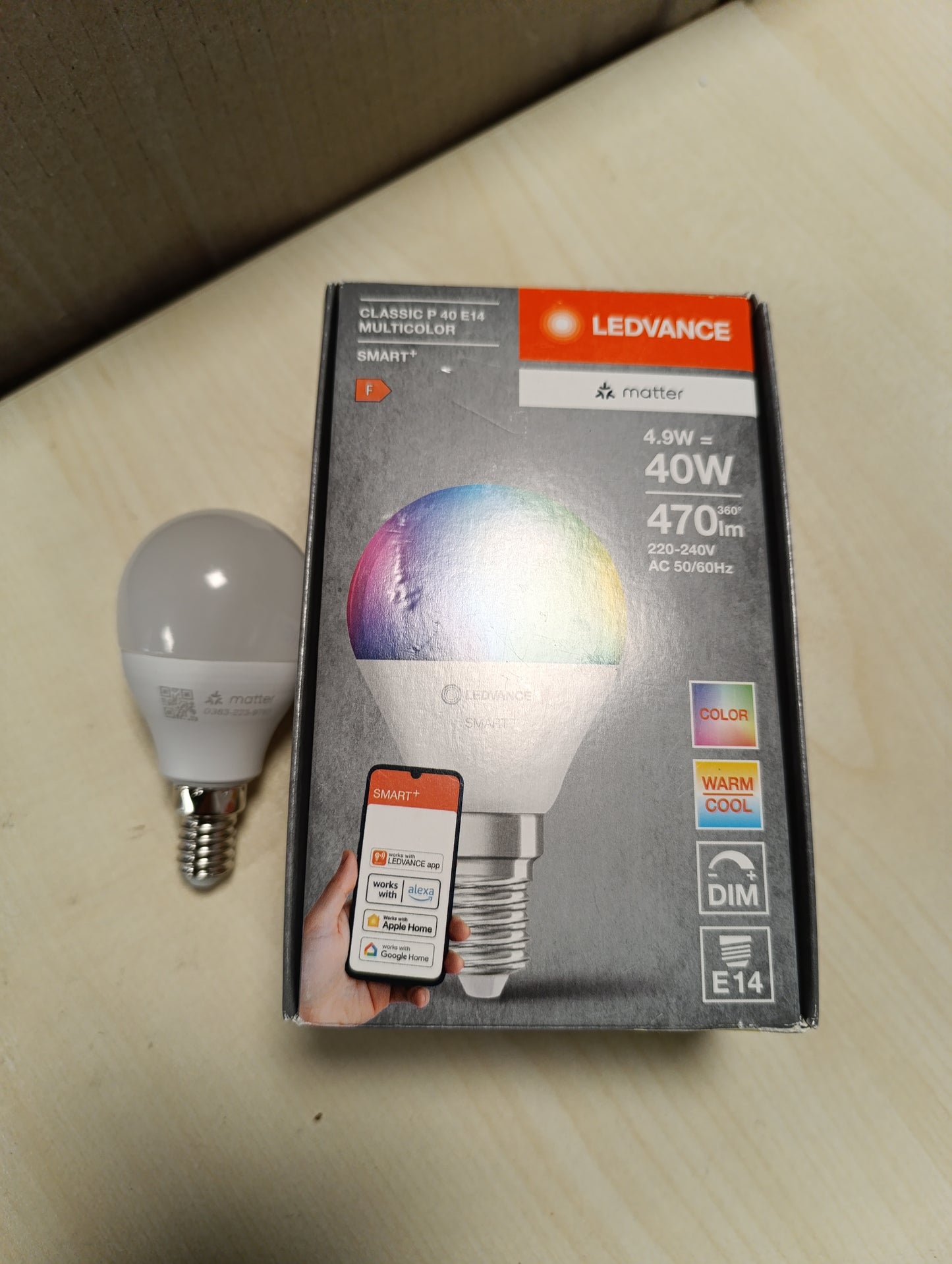247544 - LEDVANCE Llampa LED SMART+ MATTER, e pajtueshme me Google, Alexa, 4.9W, 470lm, E14, jetëgjatësi deri në 20,000 orë