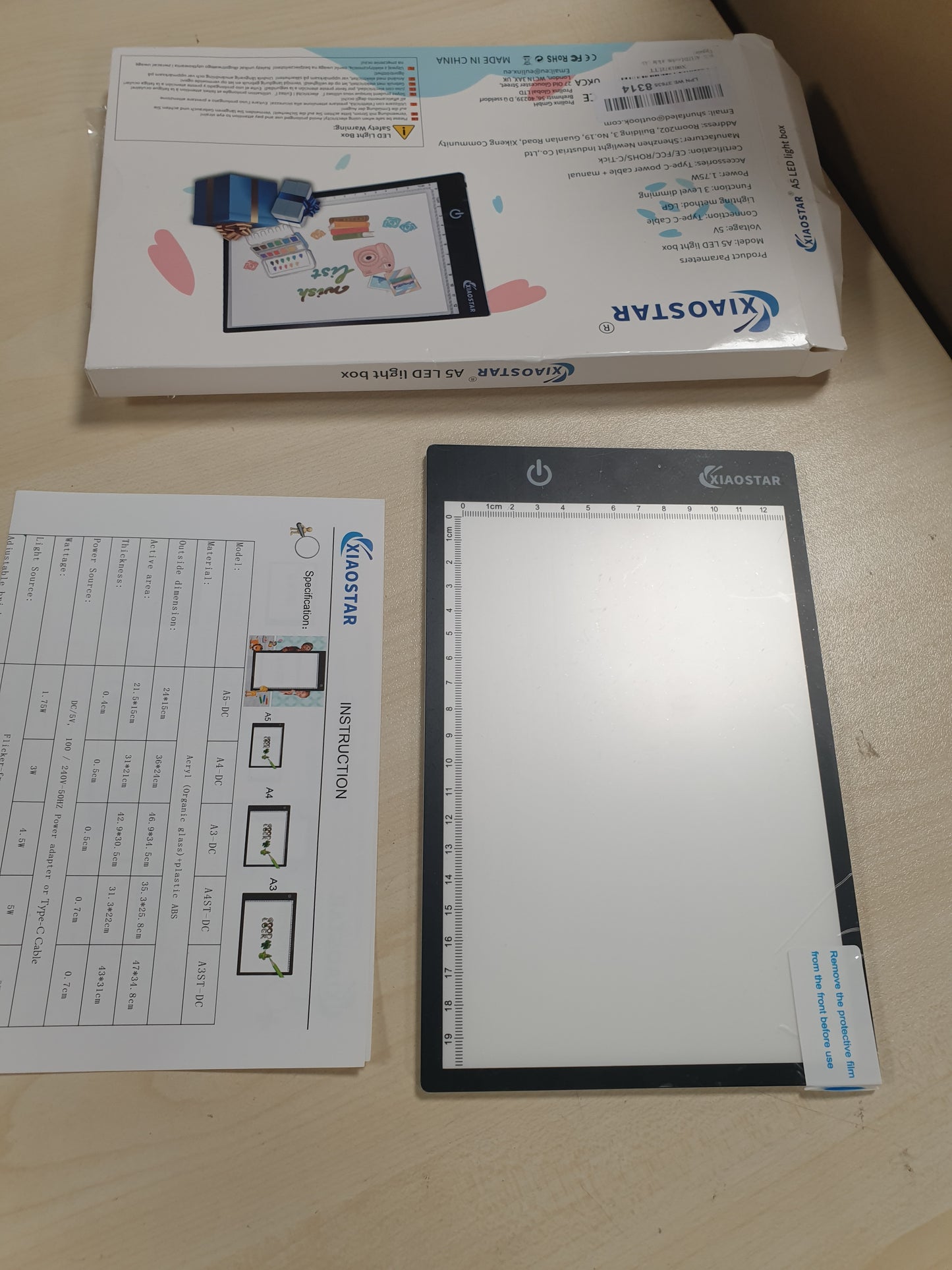 228821 - XIAOSTAR BLLOK NDRIÇIMI A5 ME DRITË LED, TABELË VIZATIMI ME SHKËLQIM TË RREGULLUESHËM, TABELË KOPJIMI ME KABLLO USB PËR ARTISTË, PIKTURË DHE SKICIM (A5-UPGRADE)