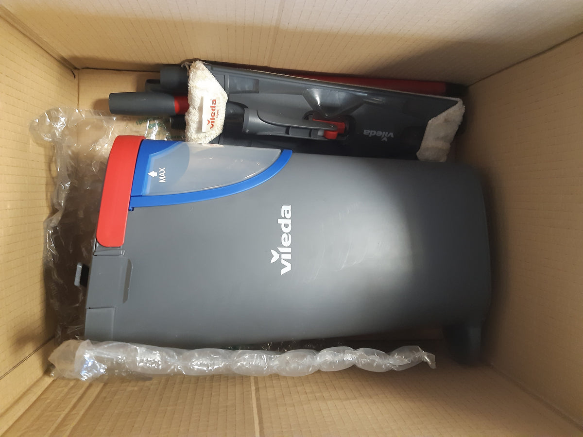 204311 - VILEDA Set Fshesësh Dyshemeje H2PrO me Kovë, Sistem Pastrimi Higjienik me Mikrofibër, Ndarje 100% e Ujit të Pastër dhe të Ndotur, Kursim uji, Ergonomik, Funskionim me Një Dorë, Ngjyra Gri