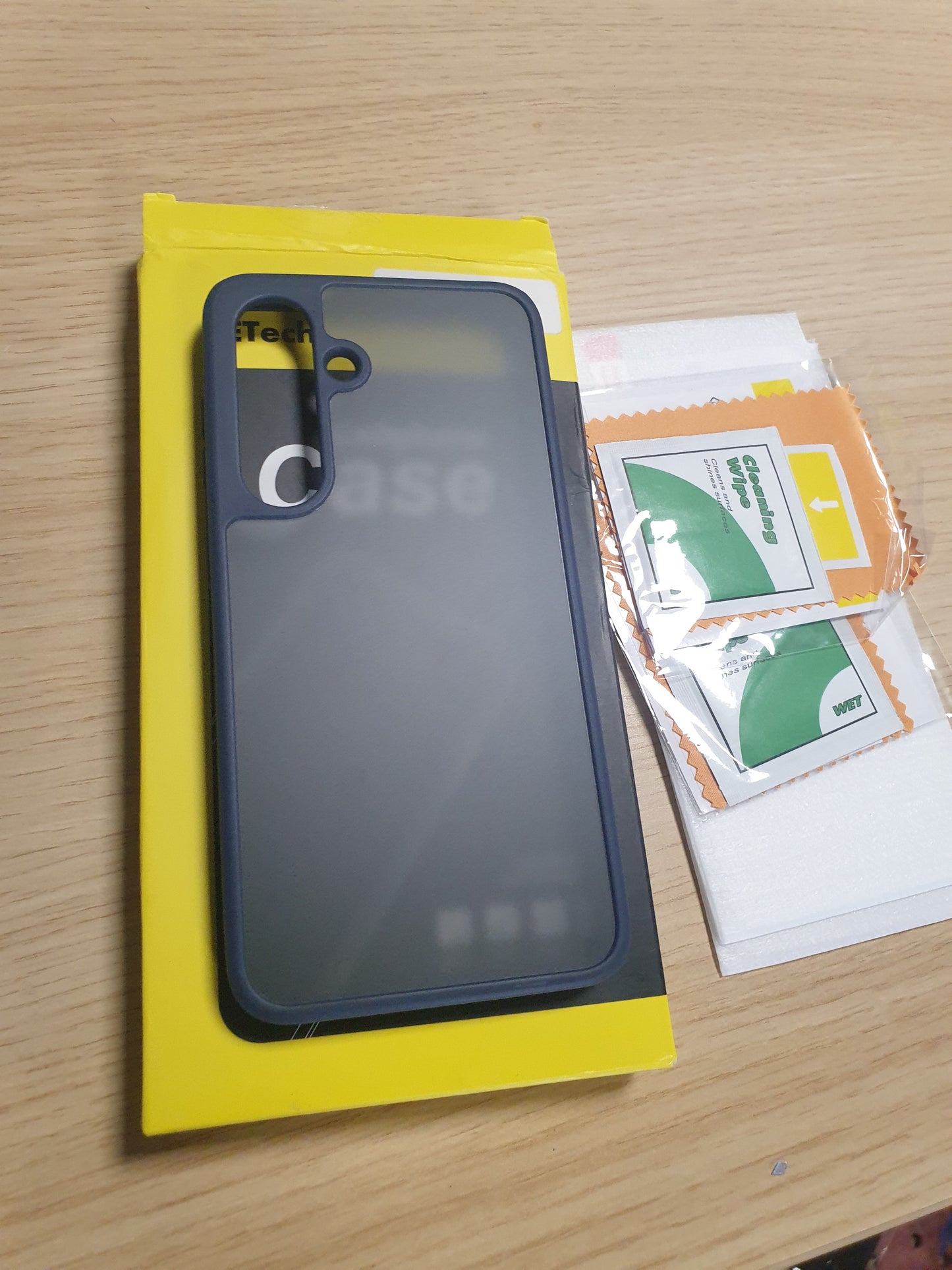 267107 - JETech Mbështjellëse mat 5-në-1 për Samsung Galaxy S24 5G me 2 mbrojtëse ekrani dhe mbrojtëse të lentes së kamerës, film qelqi i temperuar, blu e errët