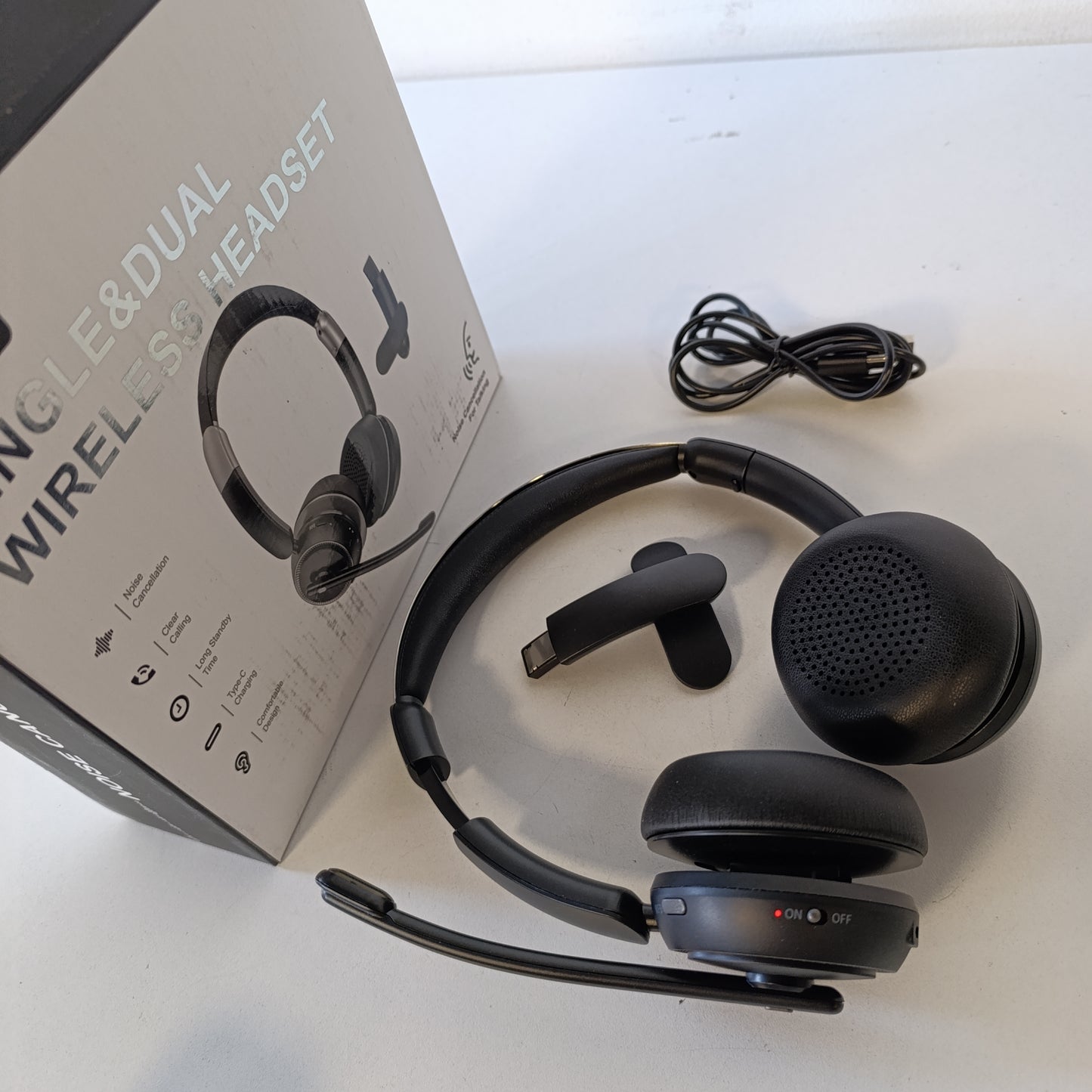 268257 - ANSTEN Kufje me mikrofon, Bluetooth, Anulim zhurme, 40 orë kohë loje, Kufje pa tel me anulim aktiv të zhurmës (ANC), Ultra komoditet, të pajtueshme me Windows, Mac, Linux