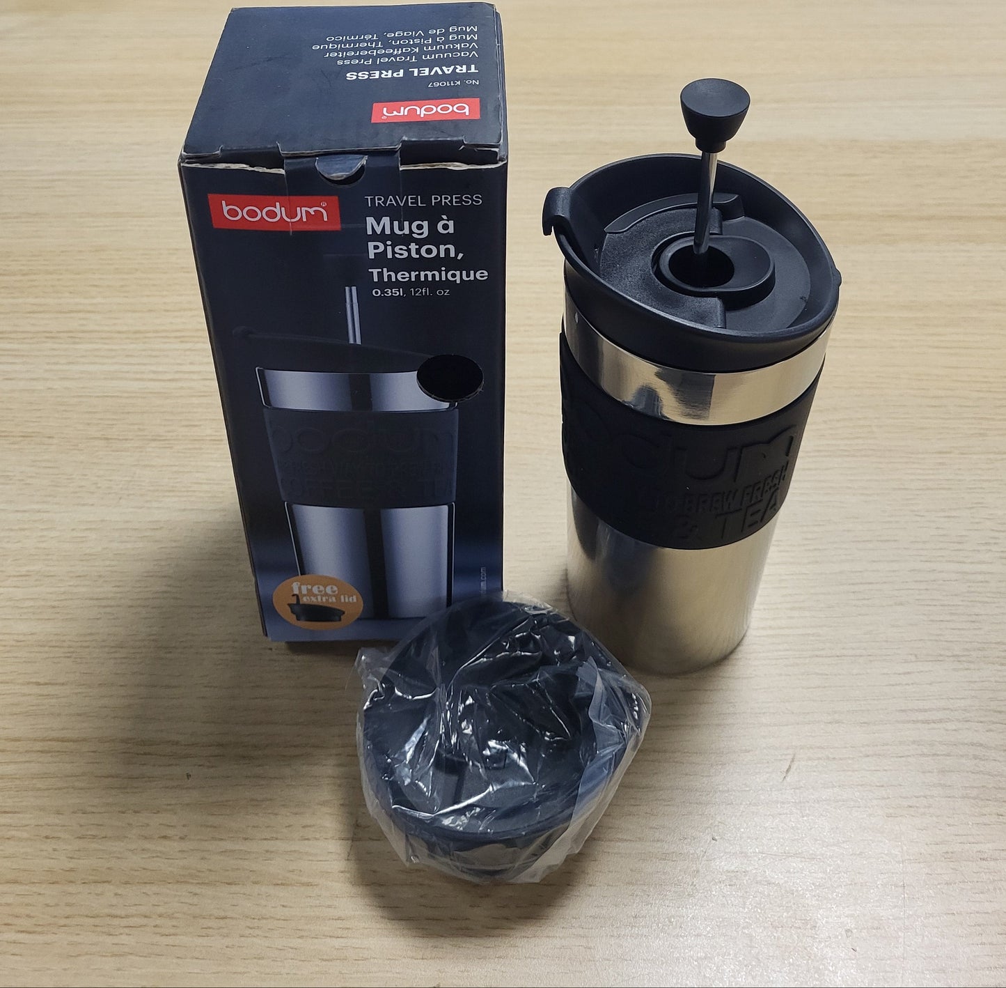 213893 - BODUM Set për makina kafeje French Press për udhëtim, çelik inox, 350 ml/12 oz, e zezë