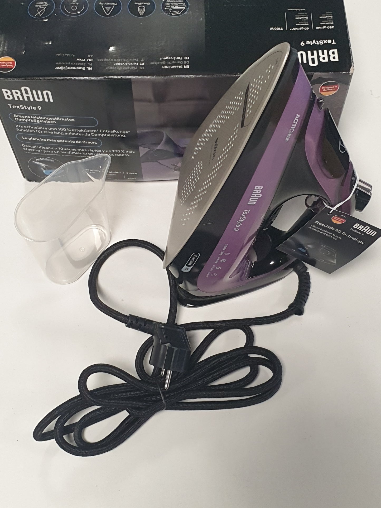 213067 - BRAUN Hekur me avull Texstyle9 SI9661VI, nxitje avulli 250g/min, rezervuar uji 330ml