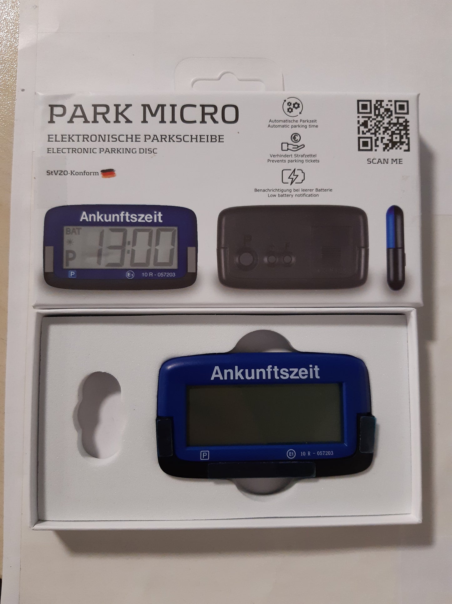 163729 - NEEDIT Disk Parkimi Elektronik PARK MICRO | Disku i Parkimit Automatik, Më i Hollë në Botë me Miratimin e KBA, 9.4 mm Hollësi | Orë Parkimi Dixhitale e Kompakt, me Ekran të Lehtë për t'u Lexuar | Bateri e Qëndrueshme