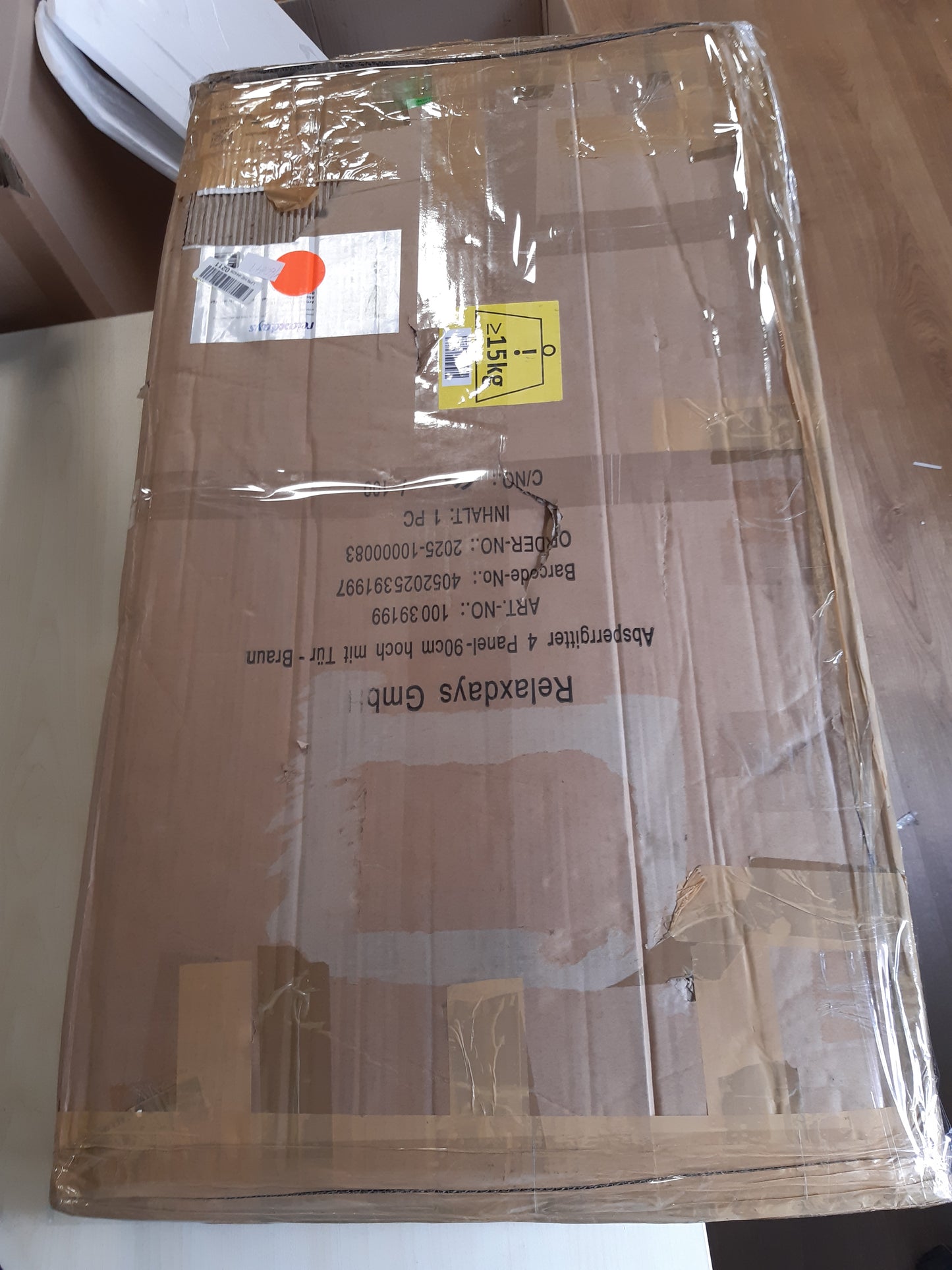 160641 - RELAXDAYS Portë për Kafshë Shtëpiake për Fëmijë, Barrierë për Qen dhe Mace, 4 Panele, Gardh Shkallësh, Material MDF, Dimensionet 92x207cm, Ngjyra Kafe, Pllakë Fibre