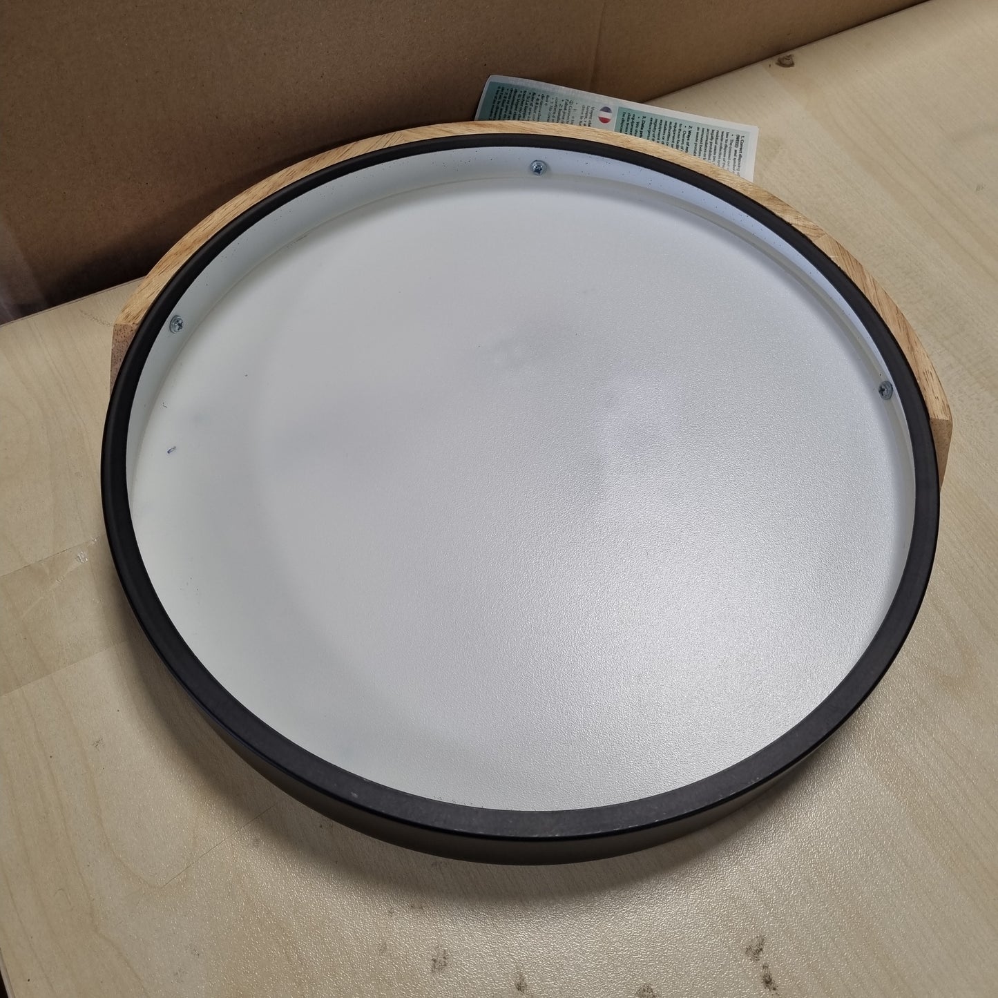 205619 - KAMBO Llambë Tavani LED e Rrumbullakët prej Druri 24W, 3000K, 2400LM Ø30cm - Model i Zi Modern për Brendësi, e Përshtatshme për Kuzhinë, Dhomë Ndenjeje, Dhomë Gjumi, Zyrë, Korridor