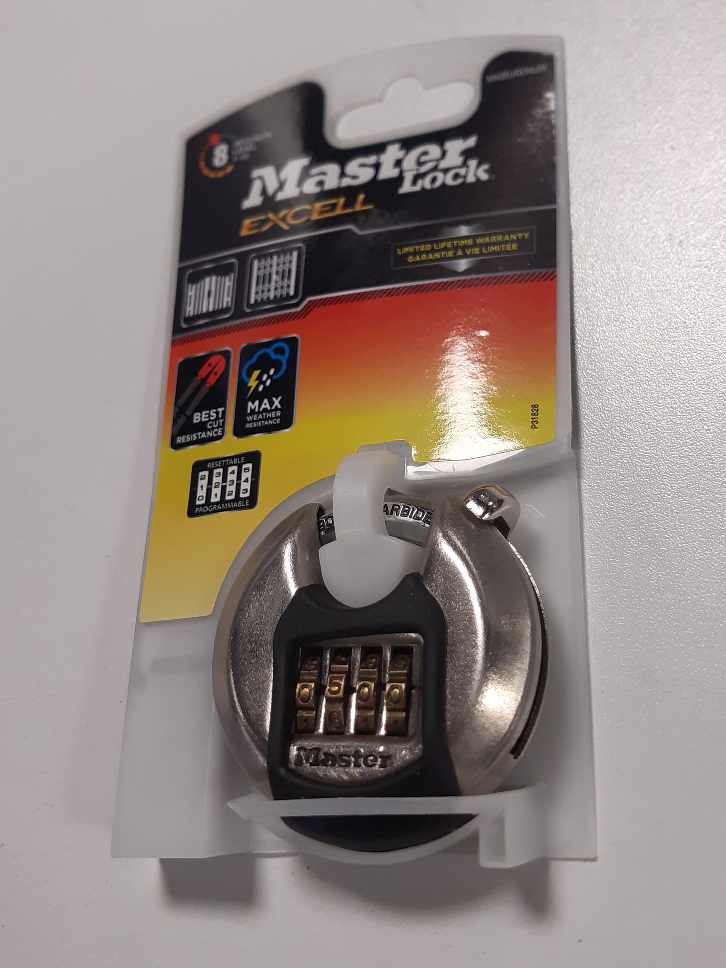 164965 - MASTER LOCK Mbyllës me disk të Sigurisë së Lartë, Kombinim, Materiali: Çelik Inoks, Modeli: M40EURDNUM - Ideal për përdorim të Jashtëm, Portale dhe Garazhe