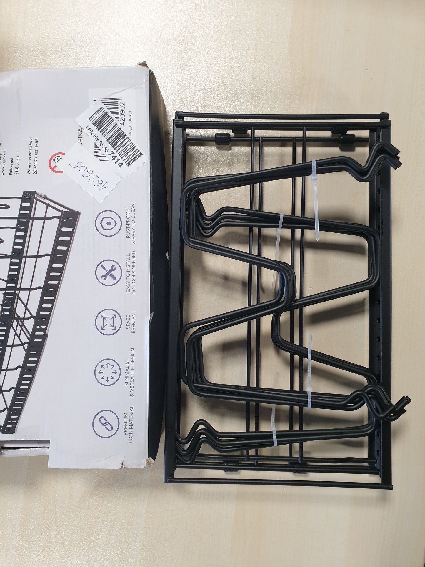 163605 - JOEJI-T Organizuesi i mbajtësve të tenxhereve me kursim hapësirë, Organizuesi i sirtarëve me 9 mbajtëse për tenxhere dhe tiganë