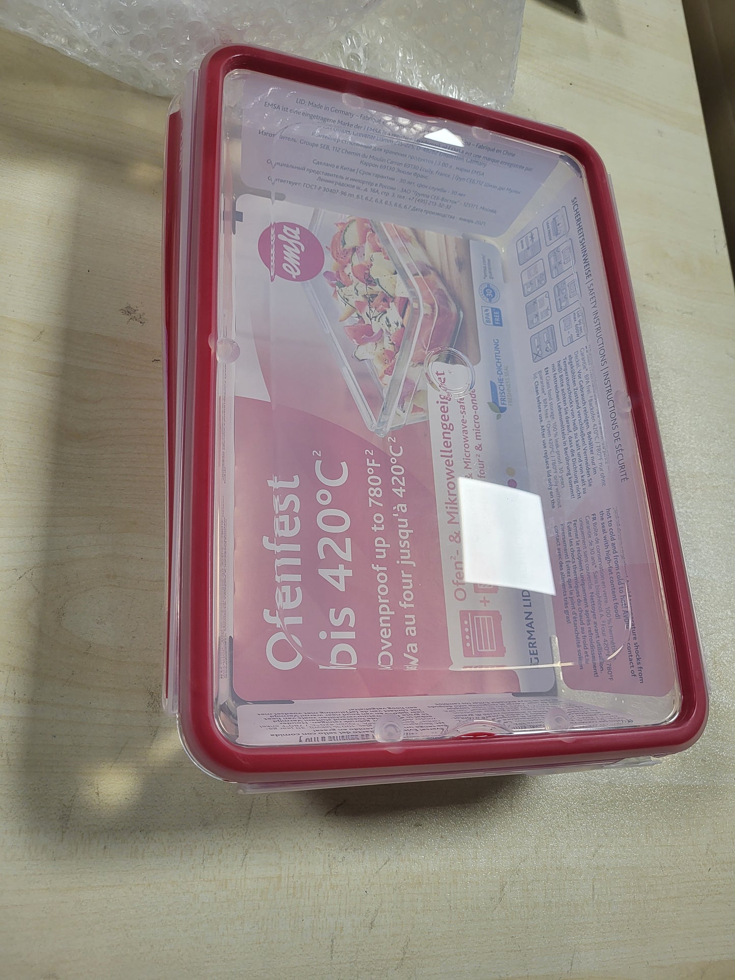 252168 - EMSA Enë Qelqi për Ruajtjen e Ushqimit Clip & Close, Drejtkëndëshe, 3 L, 100% e Papërshkueshme nga Rrjedhjet, E Kuqe, N10412