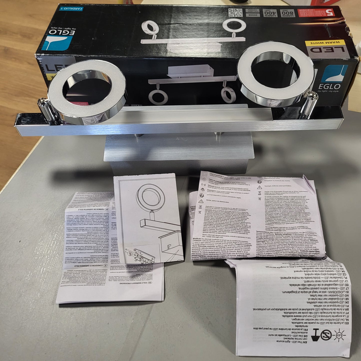 255316 - EGLO Cardillo Llambë tavani LED, 2 drita, alumini, metali, plastika, dritë e ngrohtë