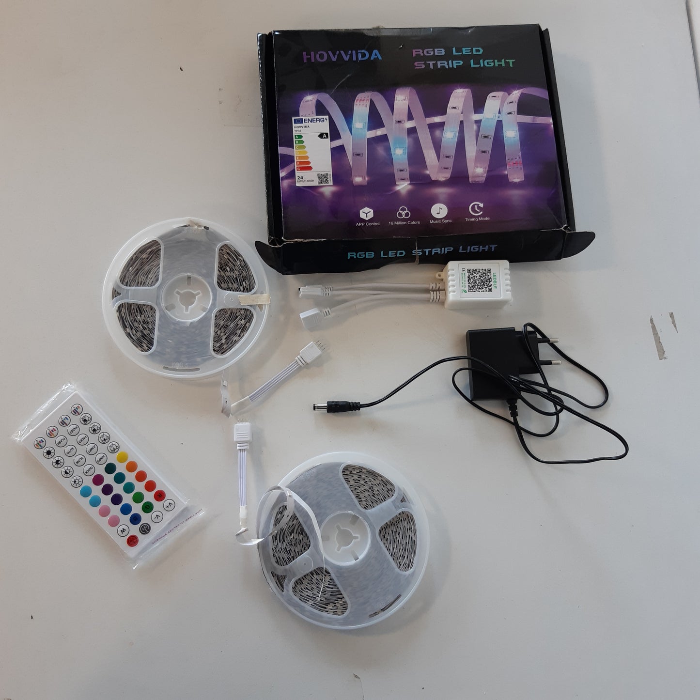 228211 - HOVVIDA - Shirit LED 30M, 30 LED/Metër, 2x15M, RGB 24V, 900 LED, me aplikacion dhe telekomandë, sinkronizim muzikor, modalitet kohëmatësi