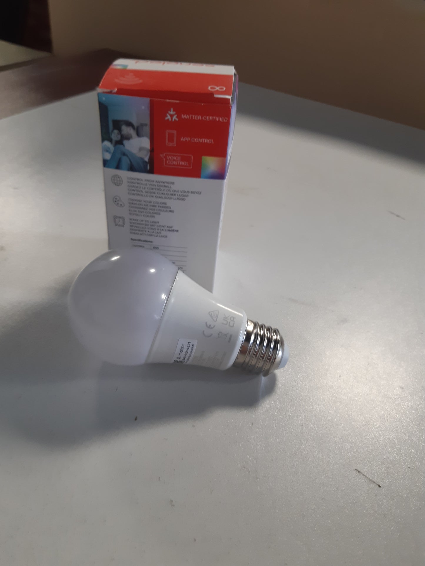 262808 - SENGLED Llambë inteligjente LED (E27), e pajtueshme me Matter dhe Alexa, shumëngjyrëshe, ekuivalente me 60W, 800 LM, 2.4GHz, Wi-Fi, pako me 1