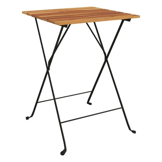 244836 - vidaXL Tavolinë Bistro e Palosshme 55 × 54 × 71 cm, Dru Masiv Tik dhe Çelik