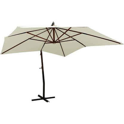 291229 - Hanging parasol with wooden pole 300 cm sand white